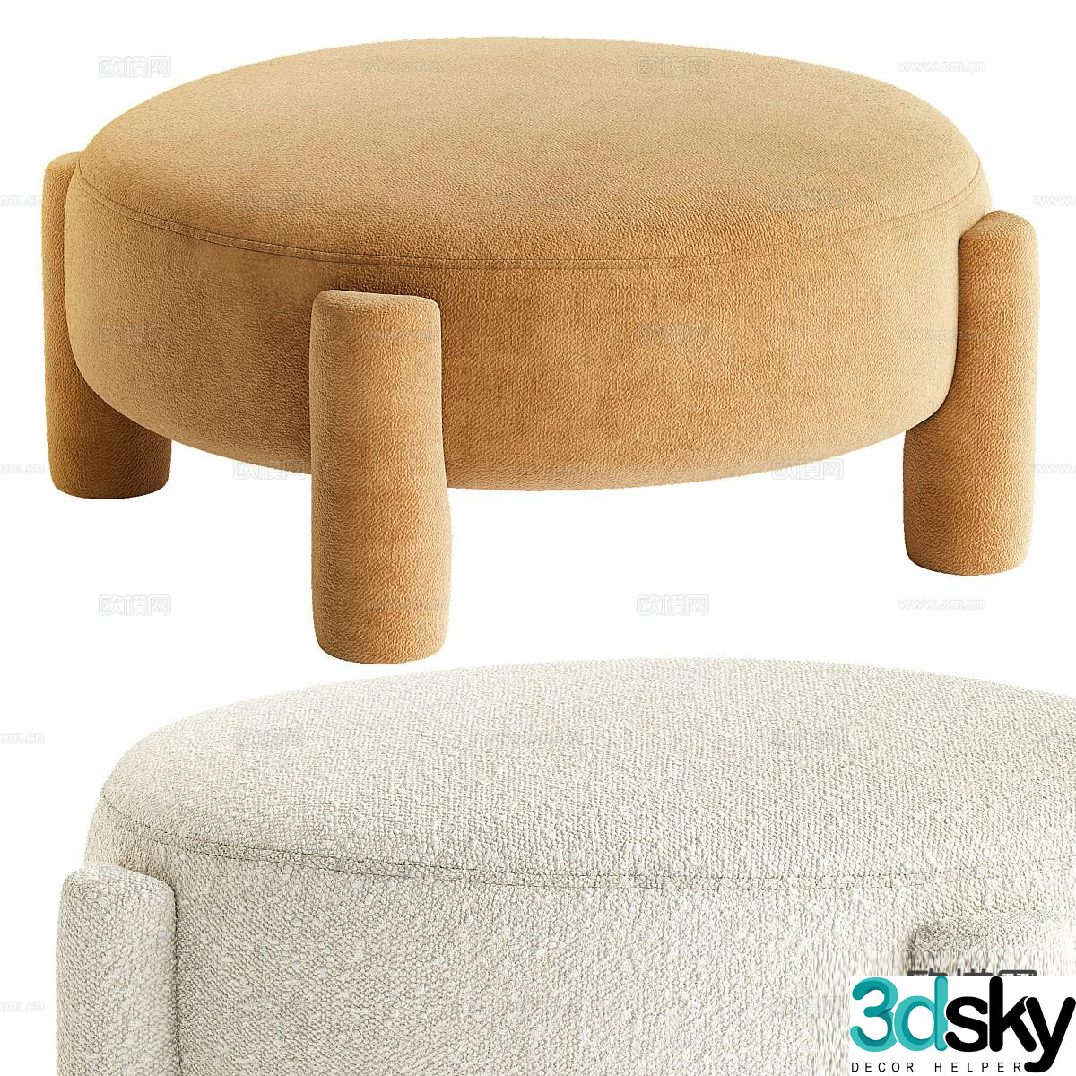 Modern round stool stool sofa stool 3d model