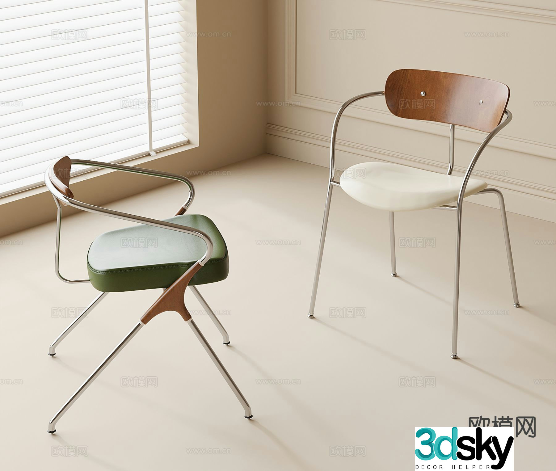 Modern dining chair single chair leisure chair chair 3d model