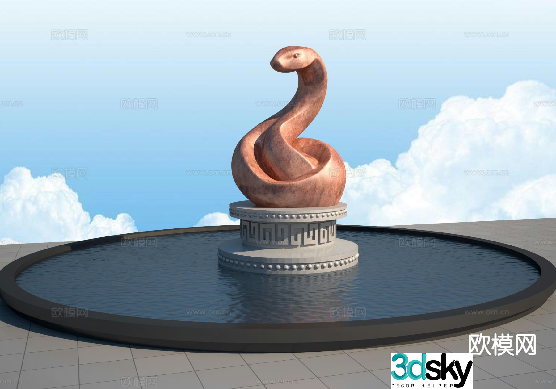 zodiac snake sculpture 3d model