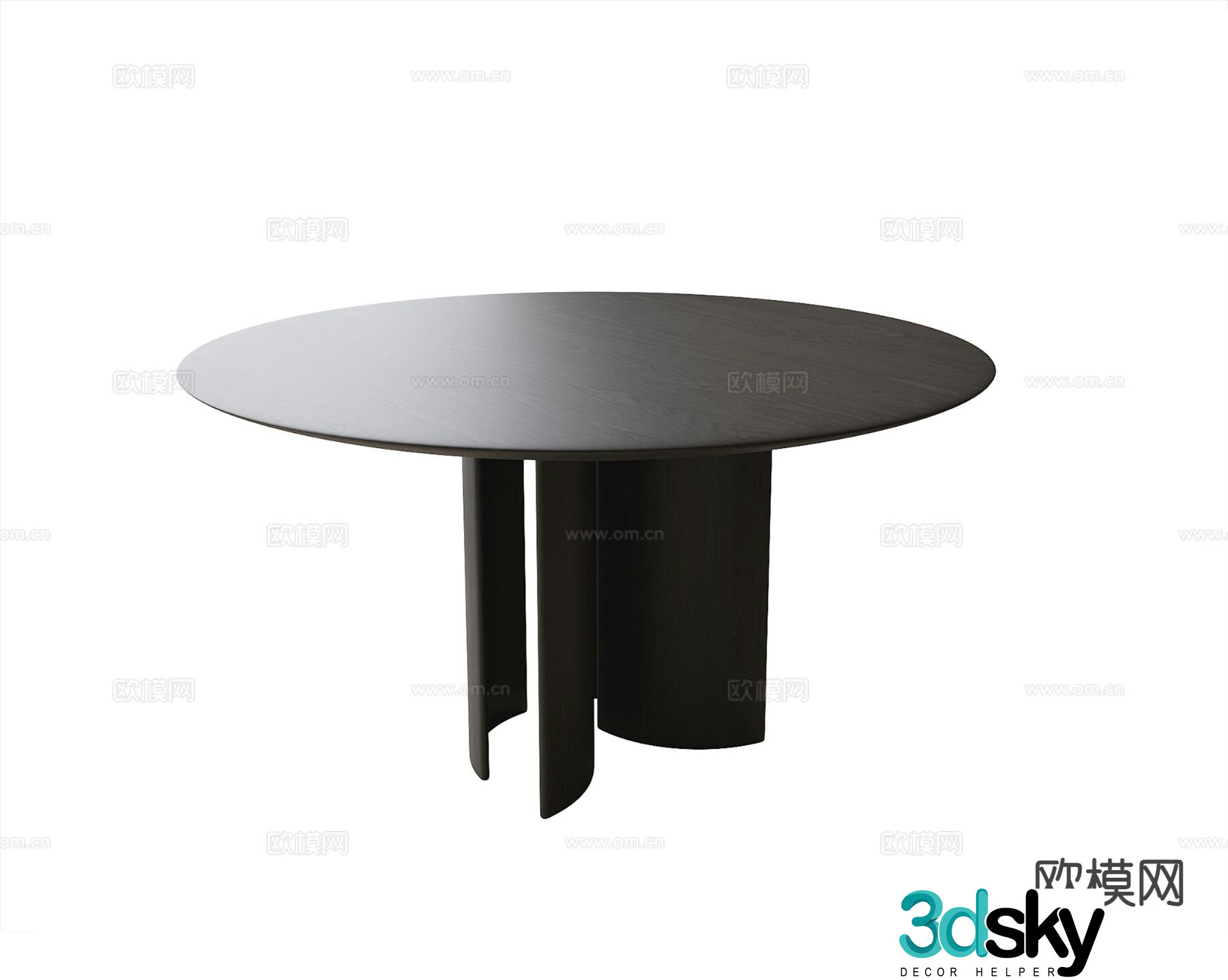 Modern round dining table 3d model
