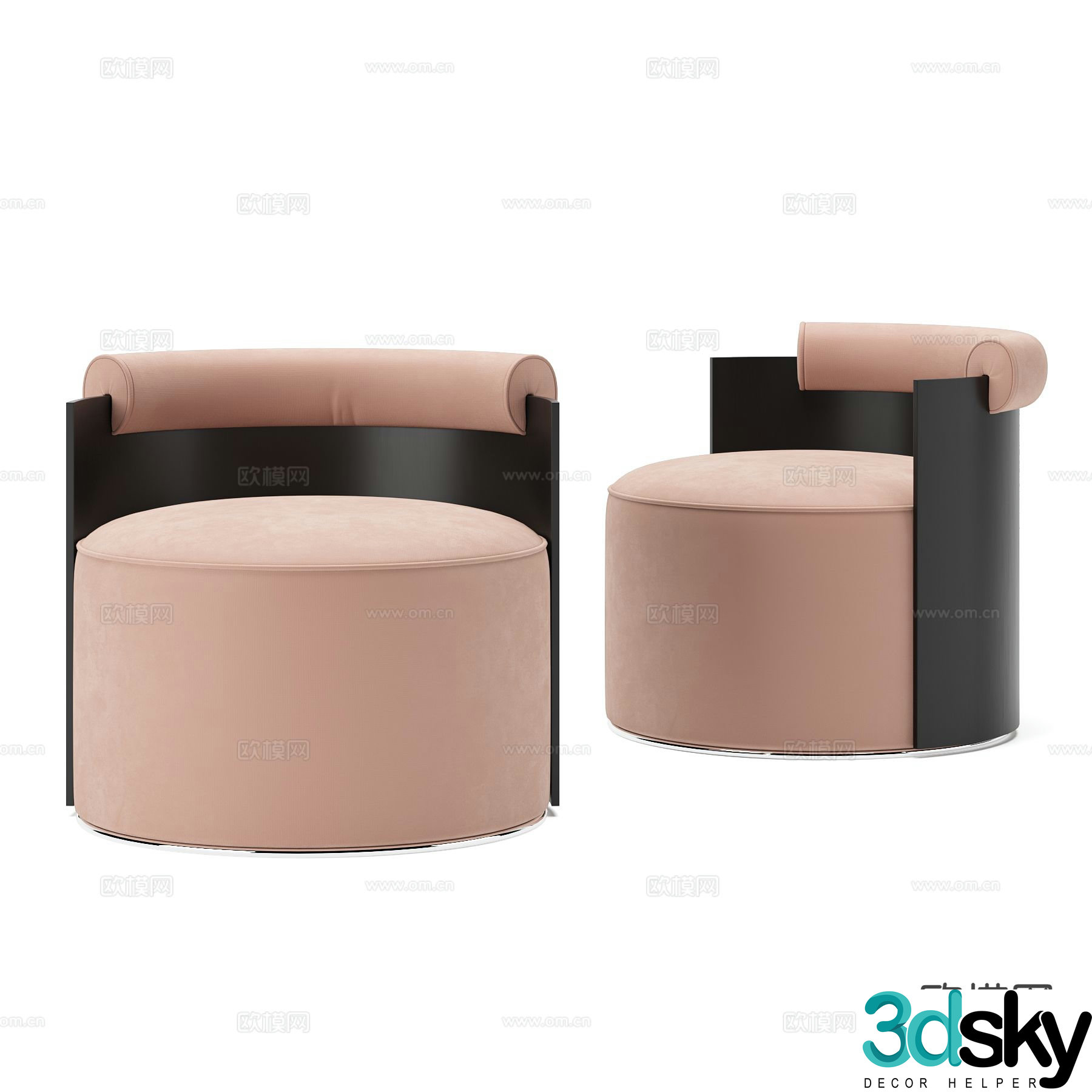 Modern sofa stool stool fabric stool round stool 3d model