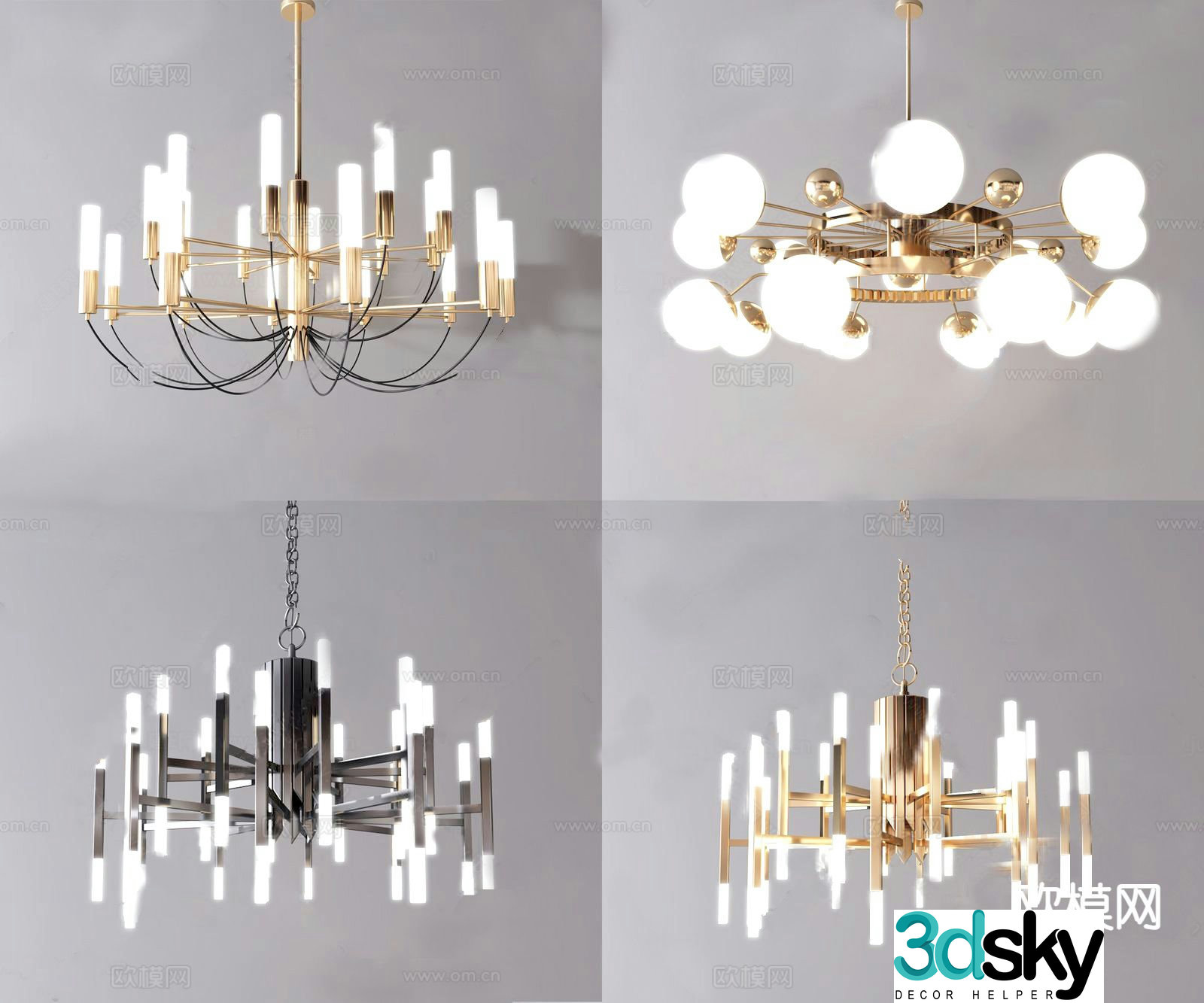 Light luxury chandelier multi-head chandelier 3D model
