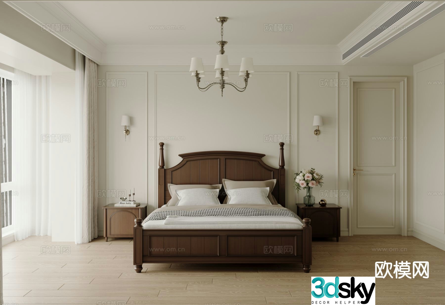 American style bedroom master bedroom 3d model