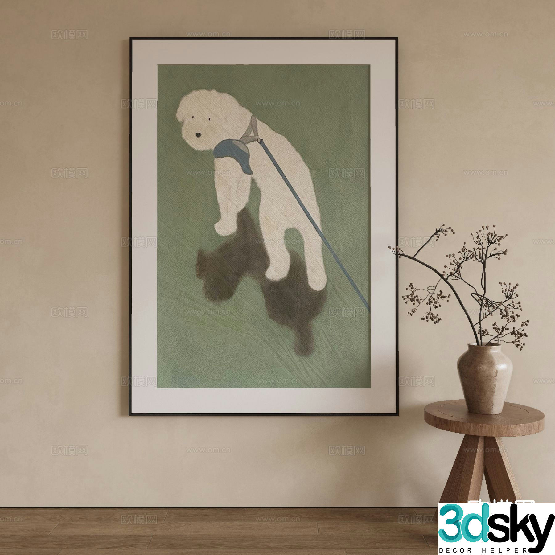 Modern decorative painting Gouzi painting oil painting 3d model