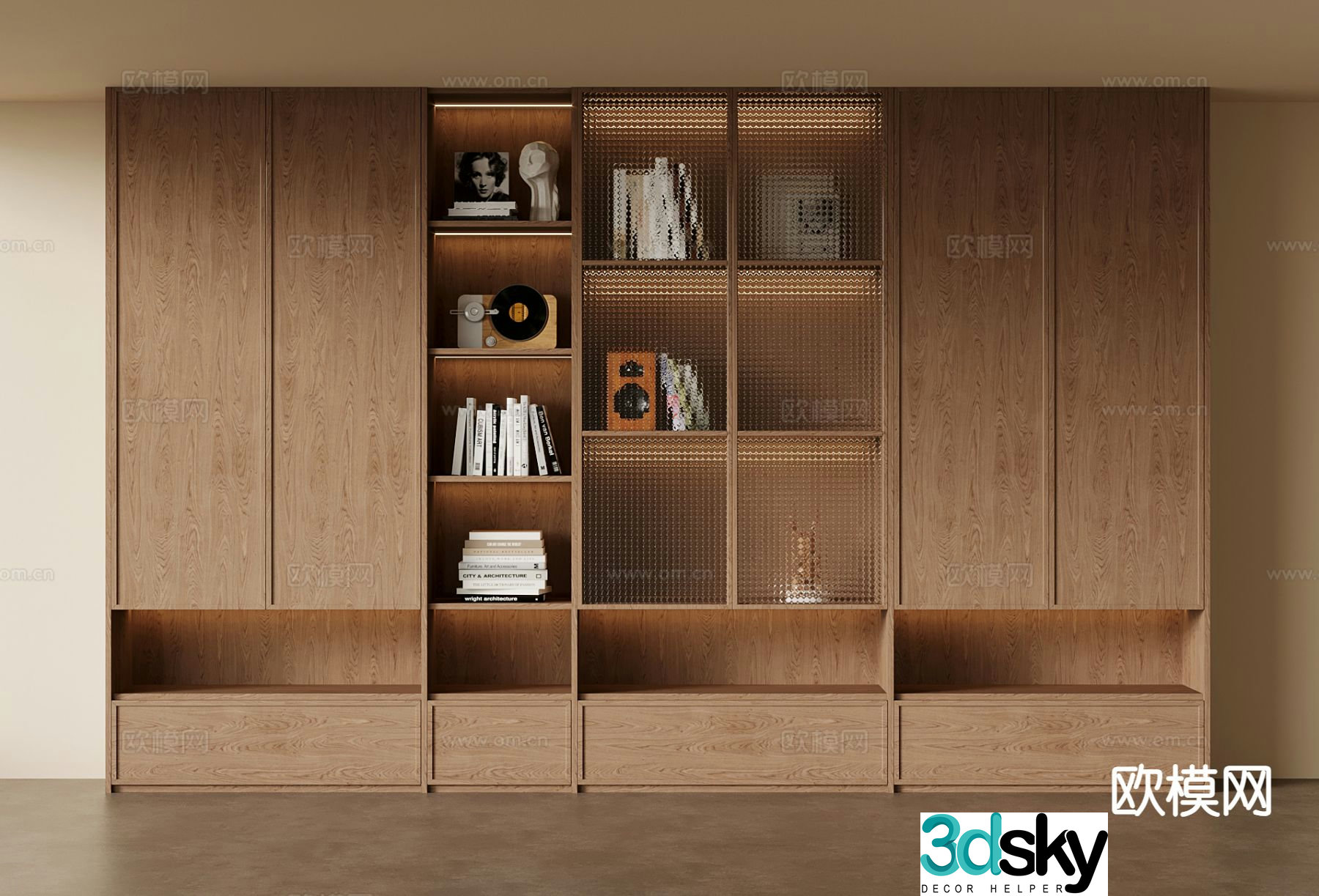 Medieval style bookcase display cabinet 3d model