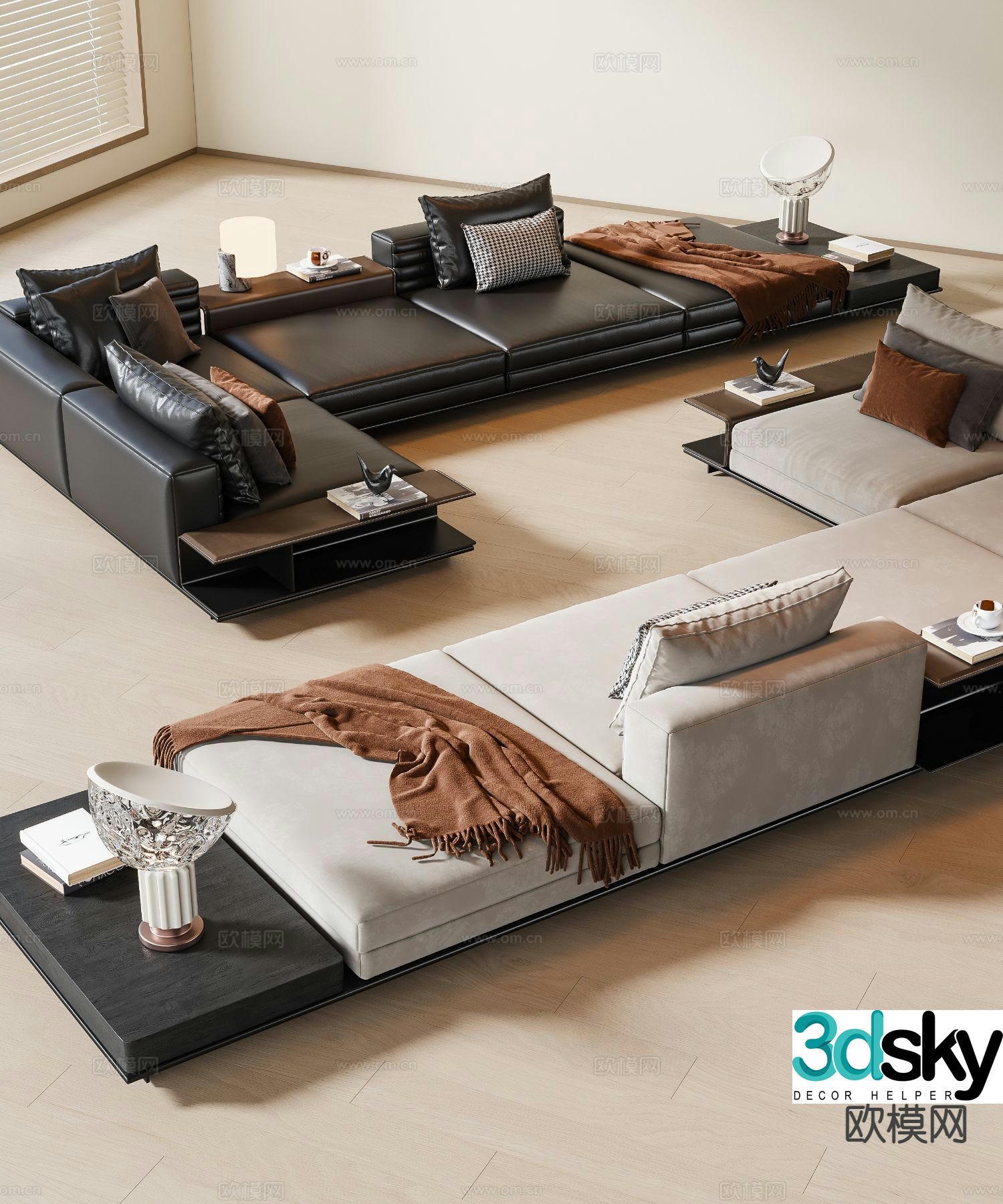 Italian multi-person sofa corner sofa 3d model