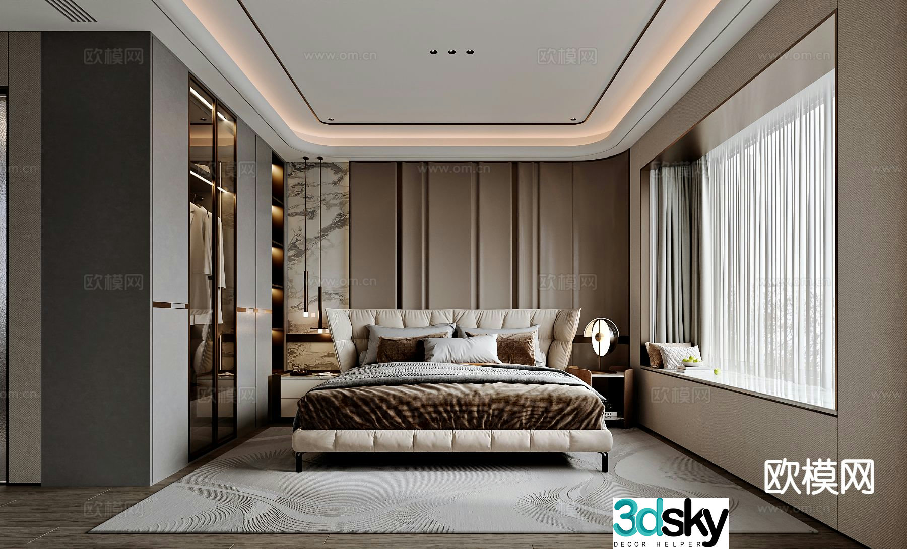 Modern bedroom master bedroom 3d model