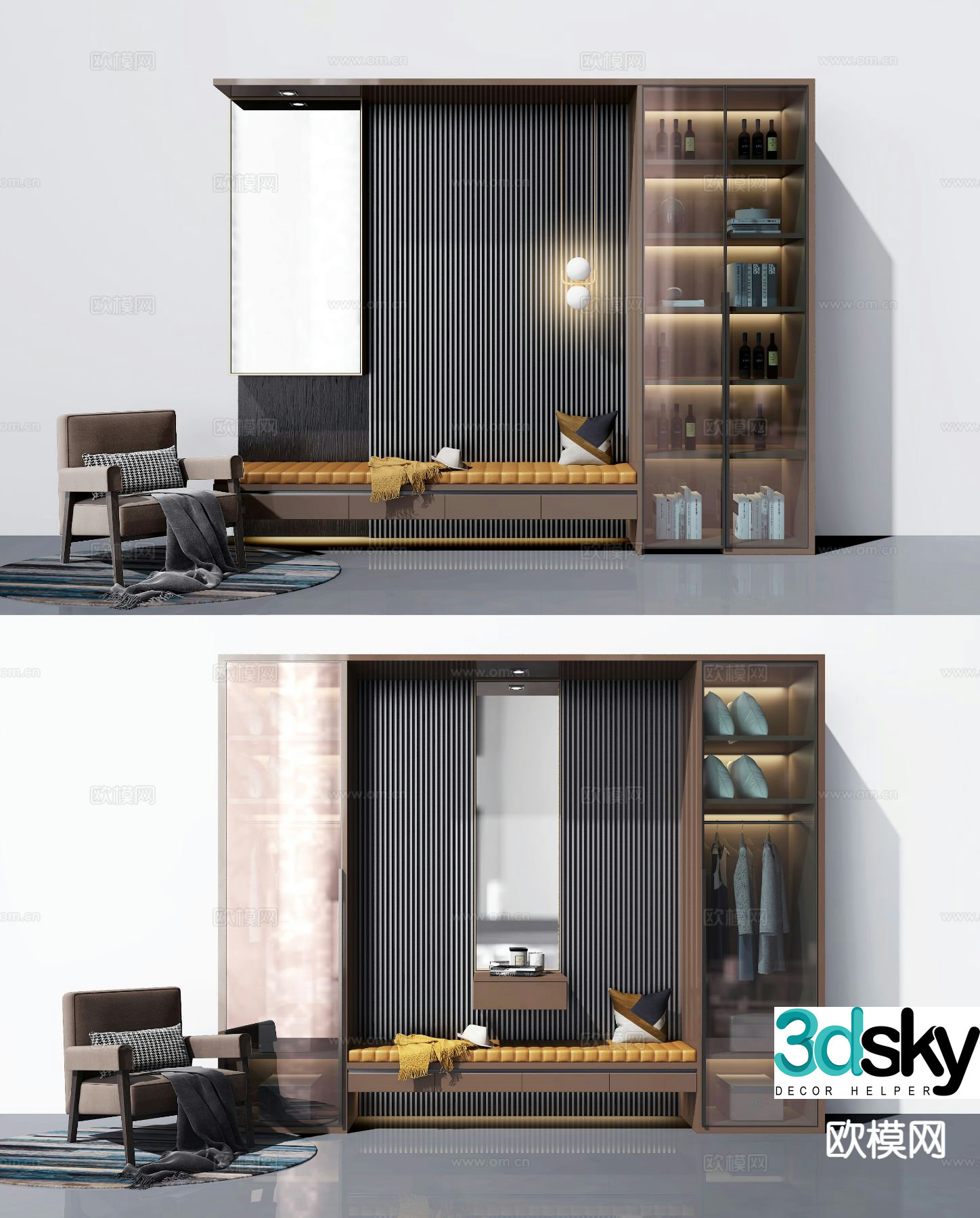 Modern entrance shoe cabinet 3d model