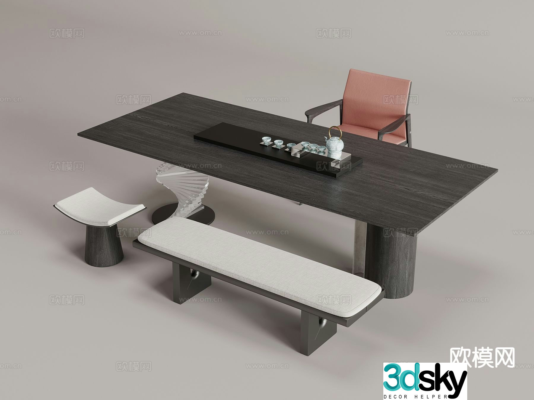 New Chinese style tea table tea table 3d model