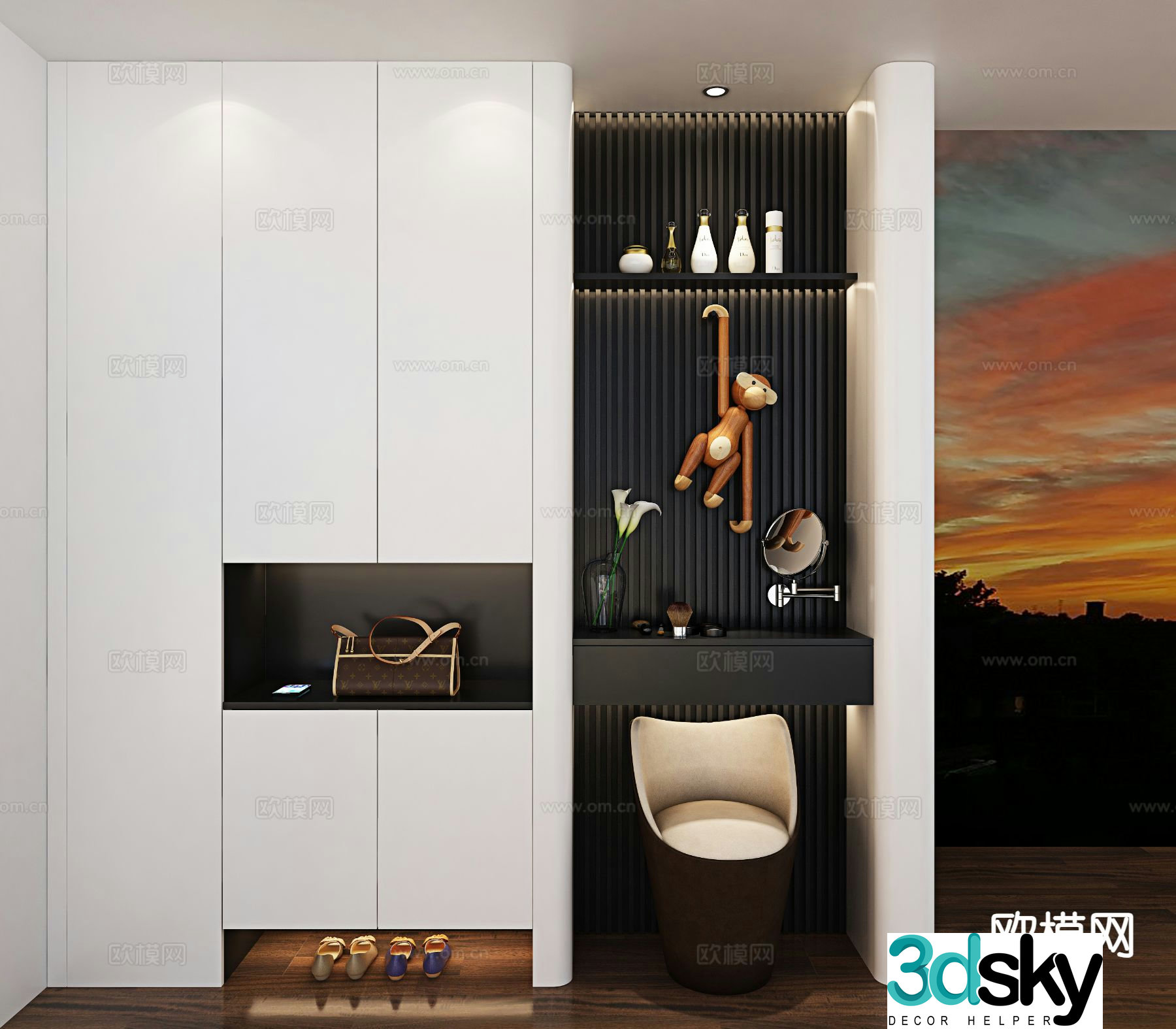 Modern entrance shoe cabinet dresser 3d model
