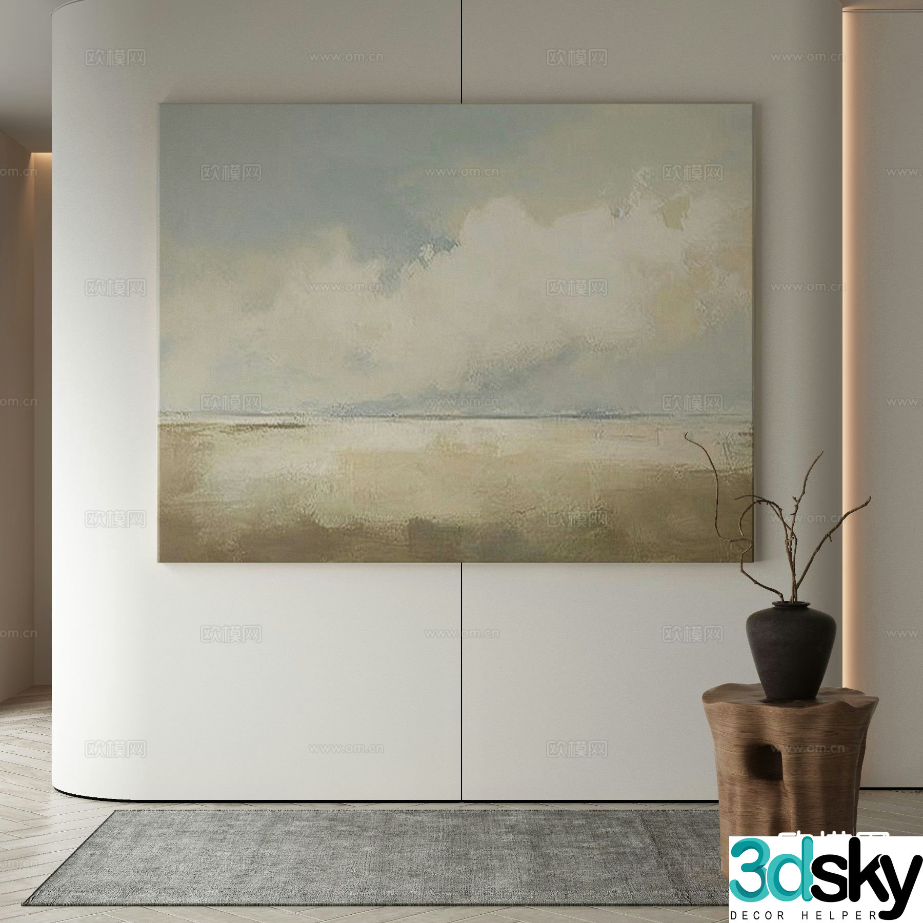 Modern decorative painting landscape oil painting 3d model