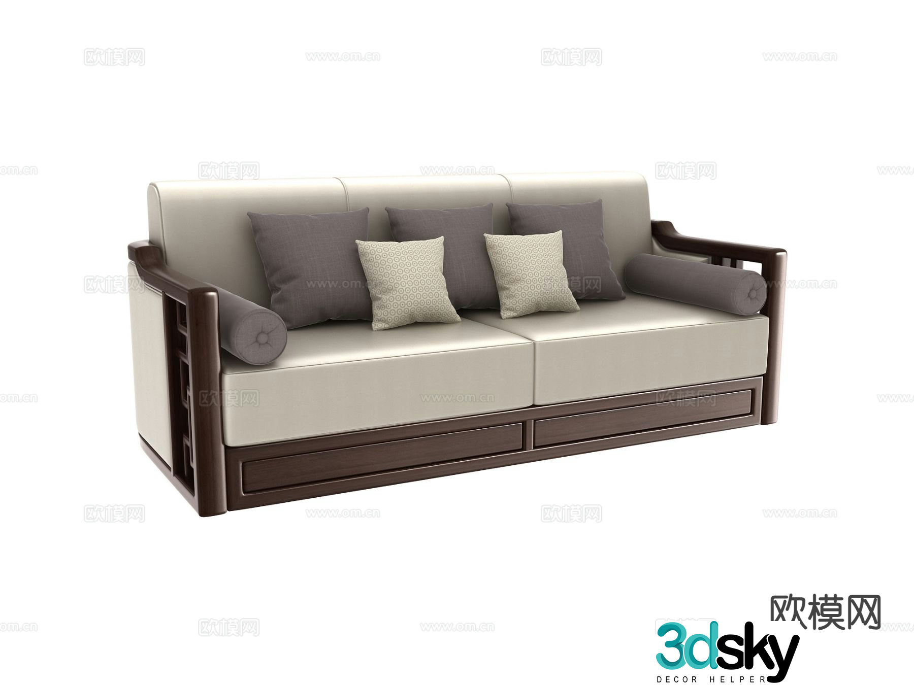 New Chinese style sofa double sofa 3d model
