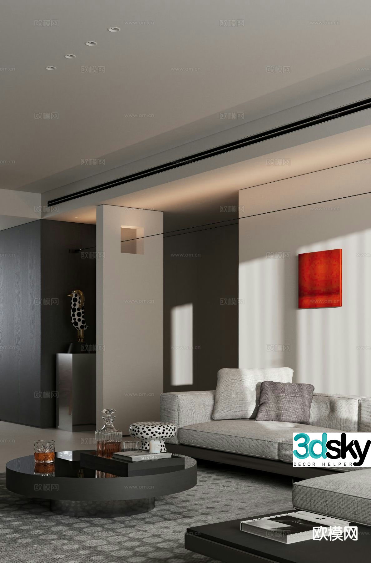 d model of a corner of modern living room