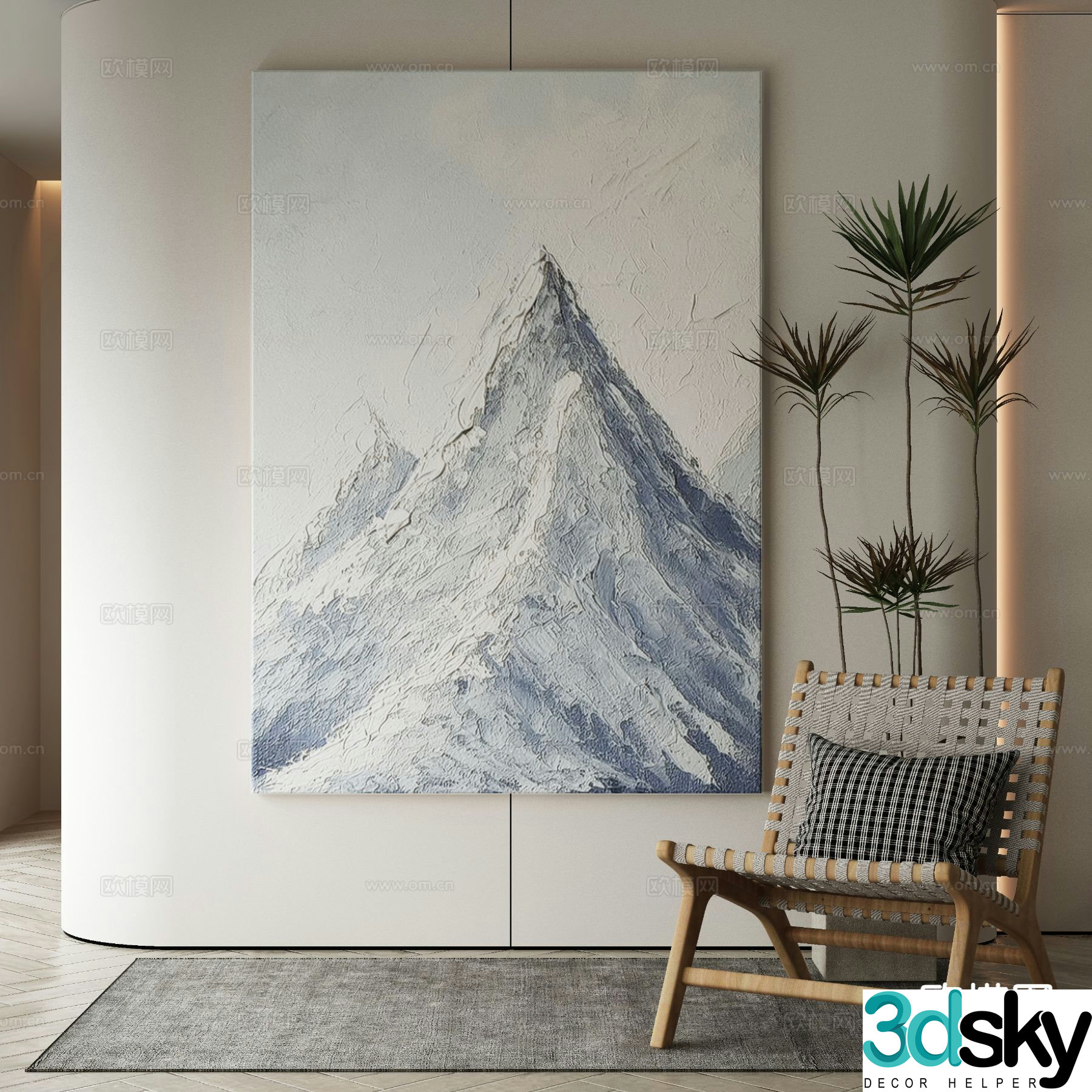 Modern decorative painting mountain oil painting 3d model