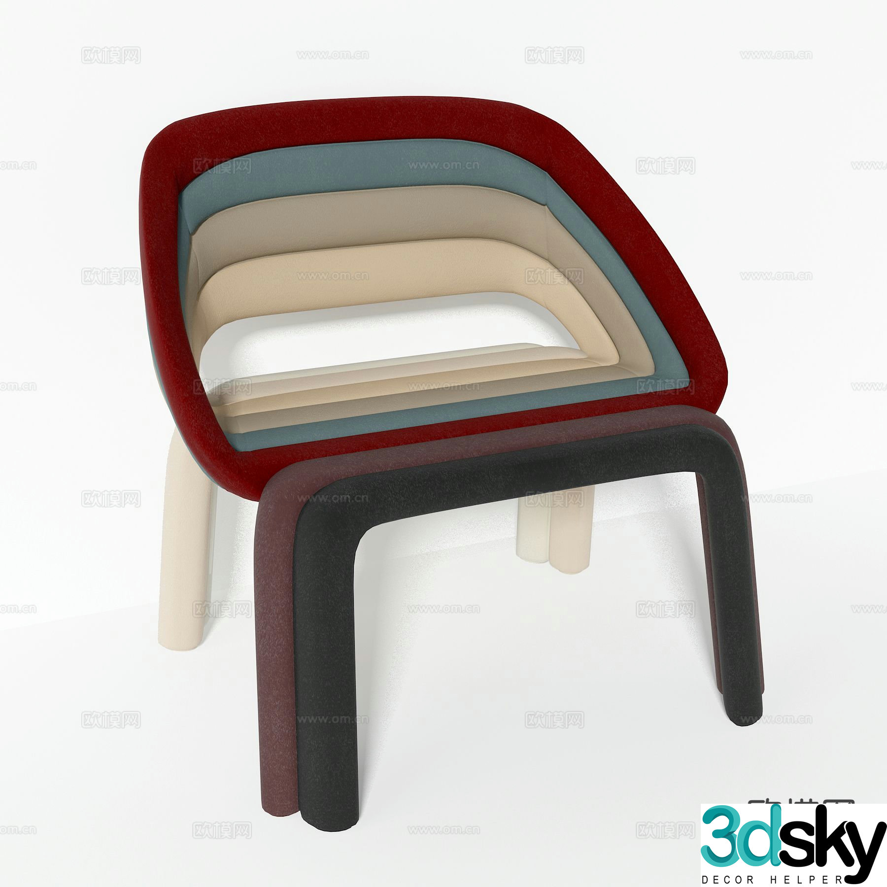 Nordic leisure chair solid wood chair chair 3d model
