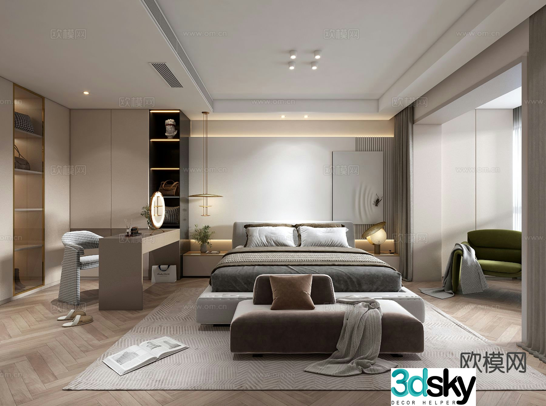 Modern master bedroom bedroom 3d model