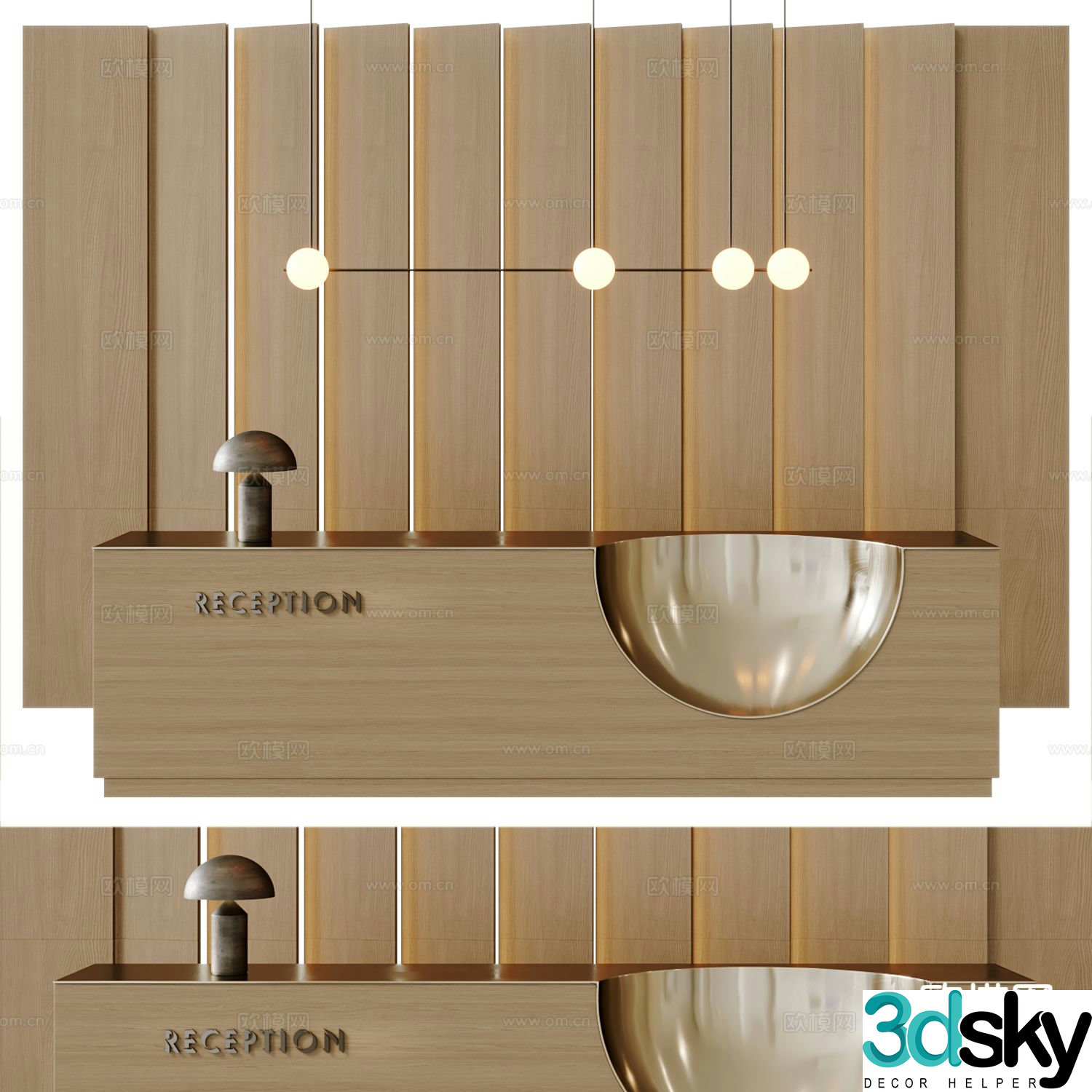 Modern front desk company reception desk 3d model