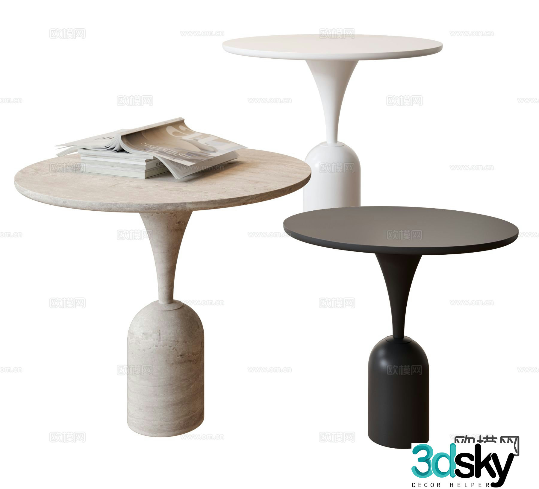 Modern round table side table table table 3d model