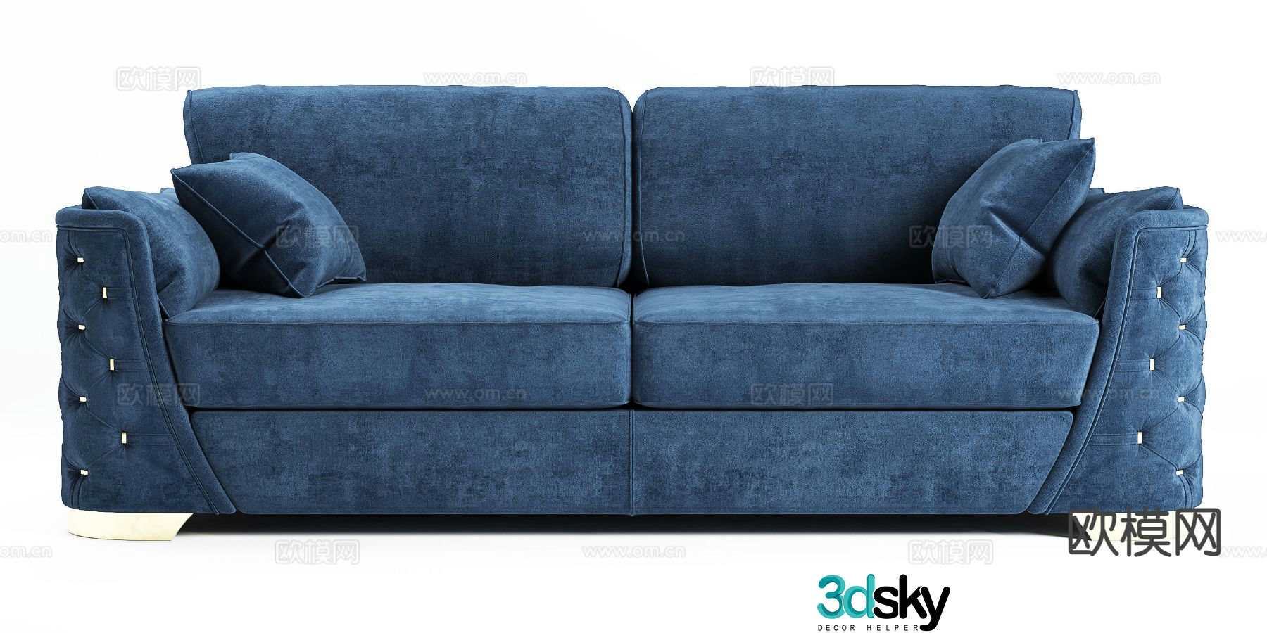 Simple European double sofa 3d model