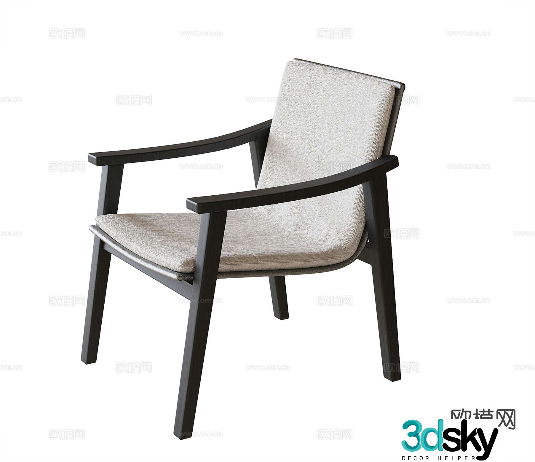 Modern single chair dining chair leisure chair 3d model