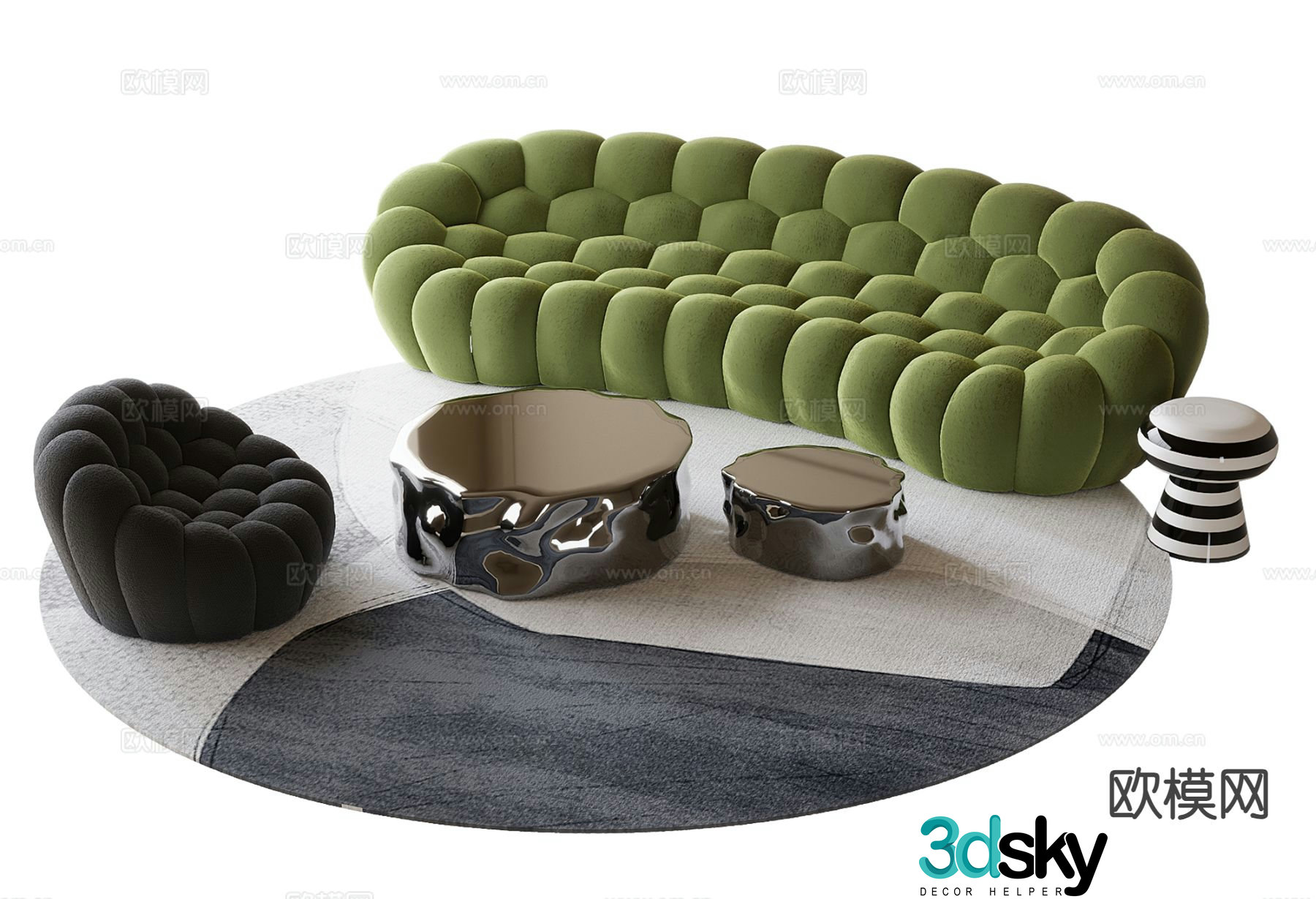 Modern curved sofa modular sofa bubble sofa 3d model