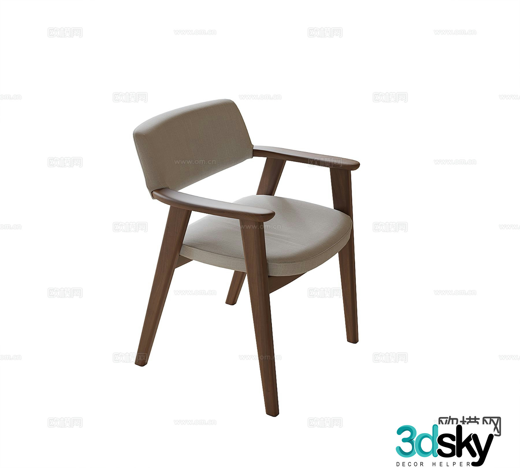 Wabi-sabi single chair dining chair leisure chair 3D model