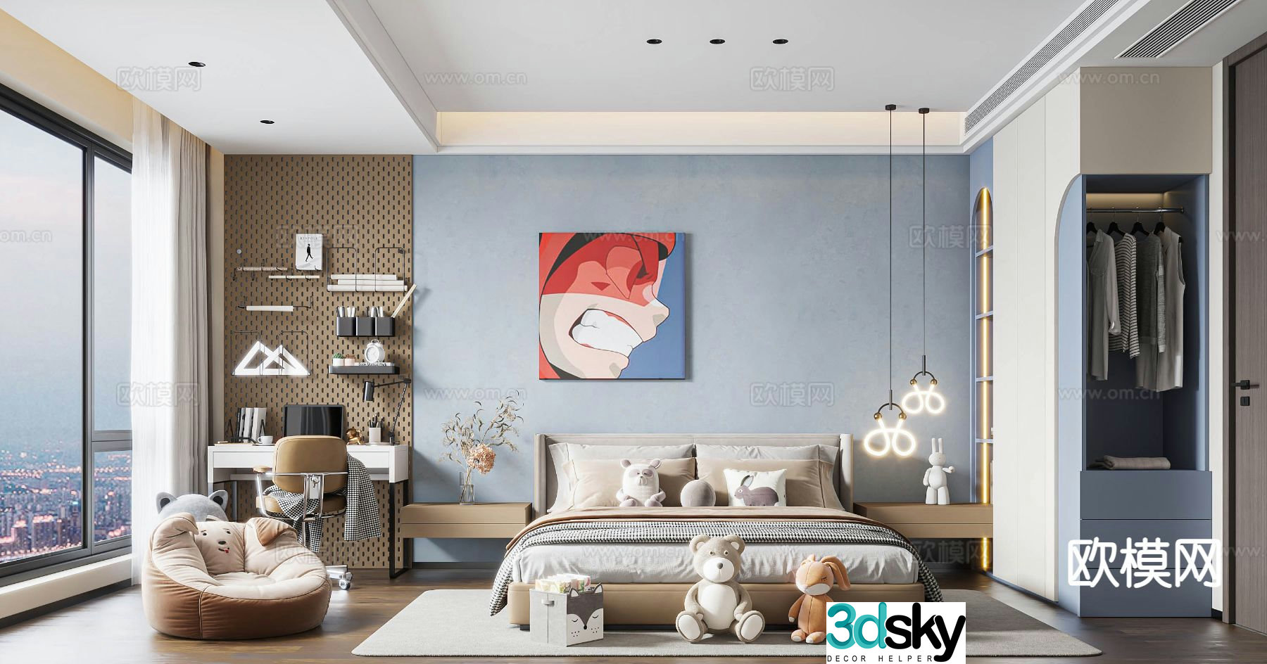 Modern boy’s room children’s room kid’s room 3d model