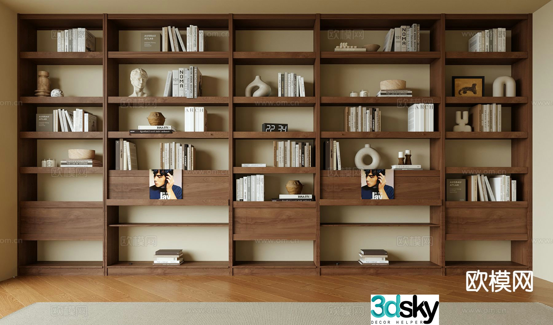 Medieval style bookcase bookshelf 3d model