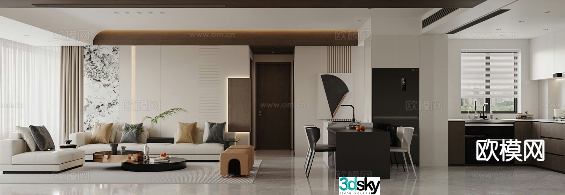 Italian light luxury restaurant 3D model