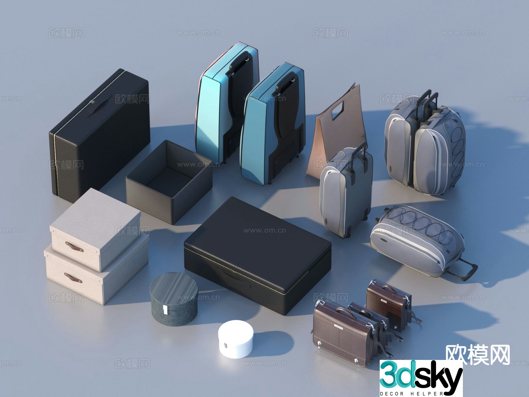 Luggage trolley suitcase 3d model