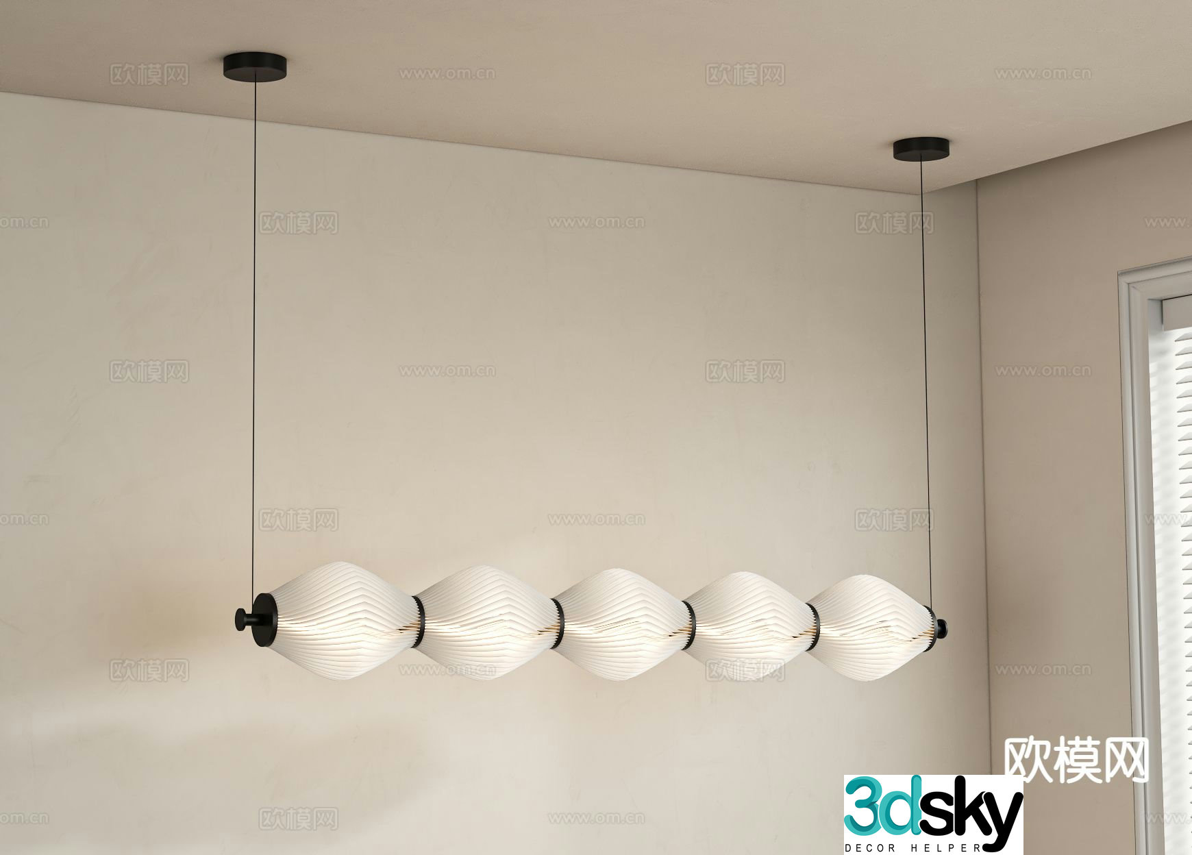 Wabi Sabi long chandelier art chandelier 3d model