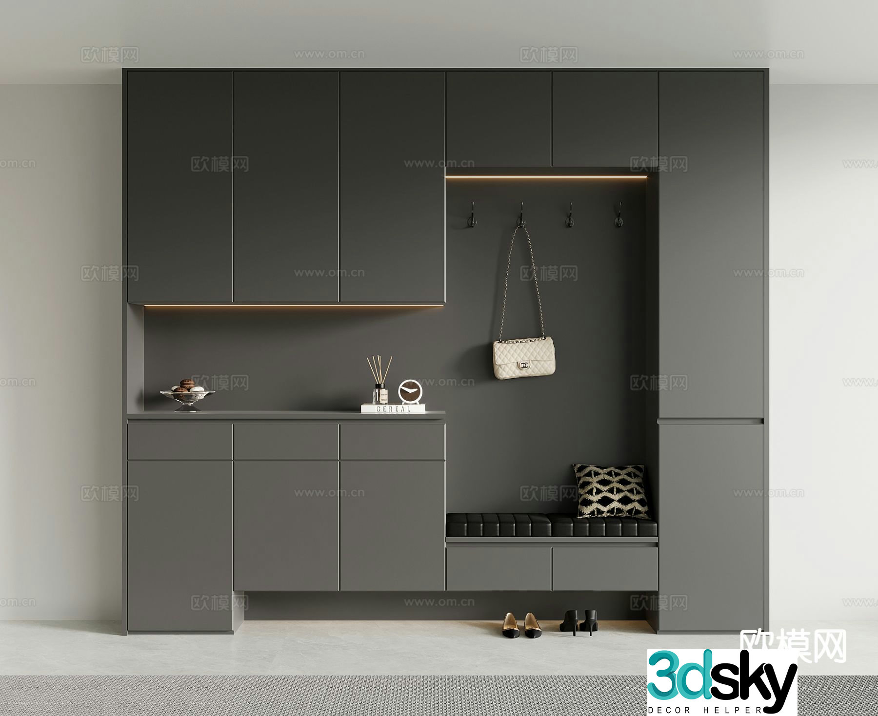 Modern entrance shoe cabinet 3d model