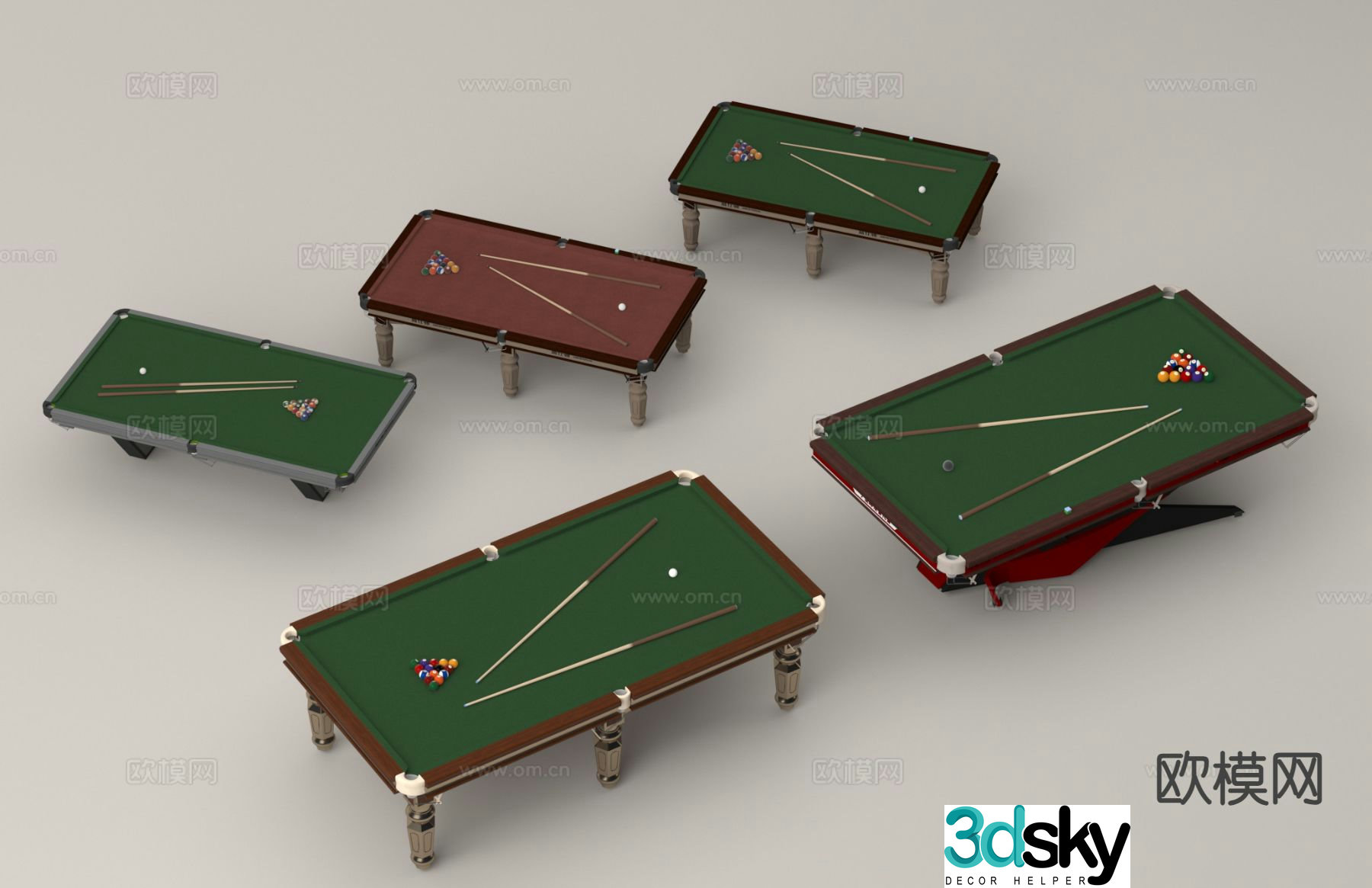 Pool table billiard case cue 3d model