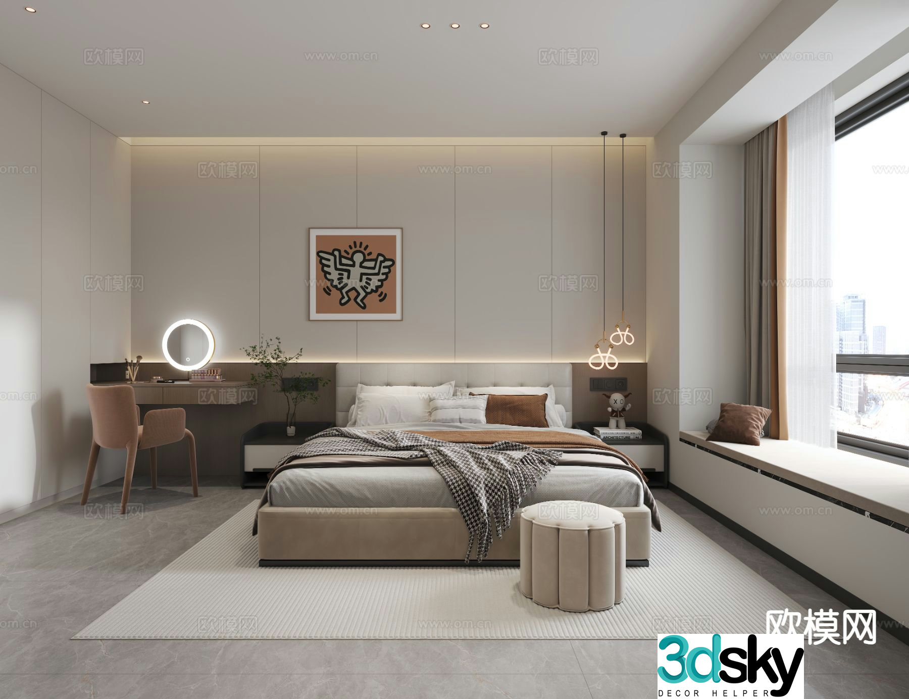 Modern bedroom master bedroom 3d model