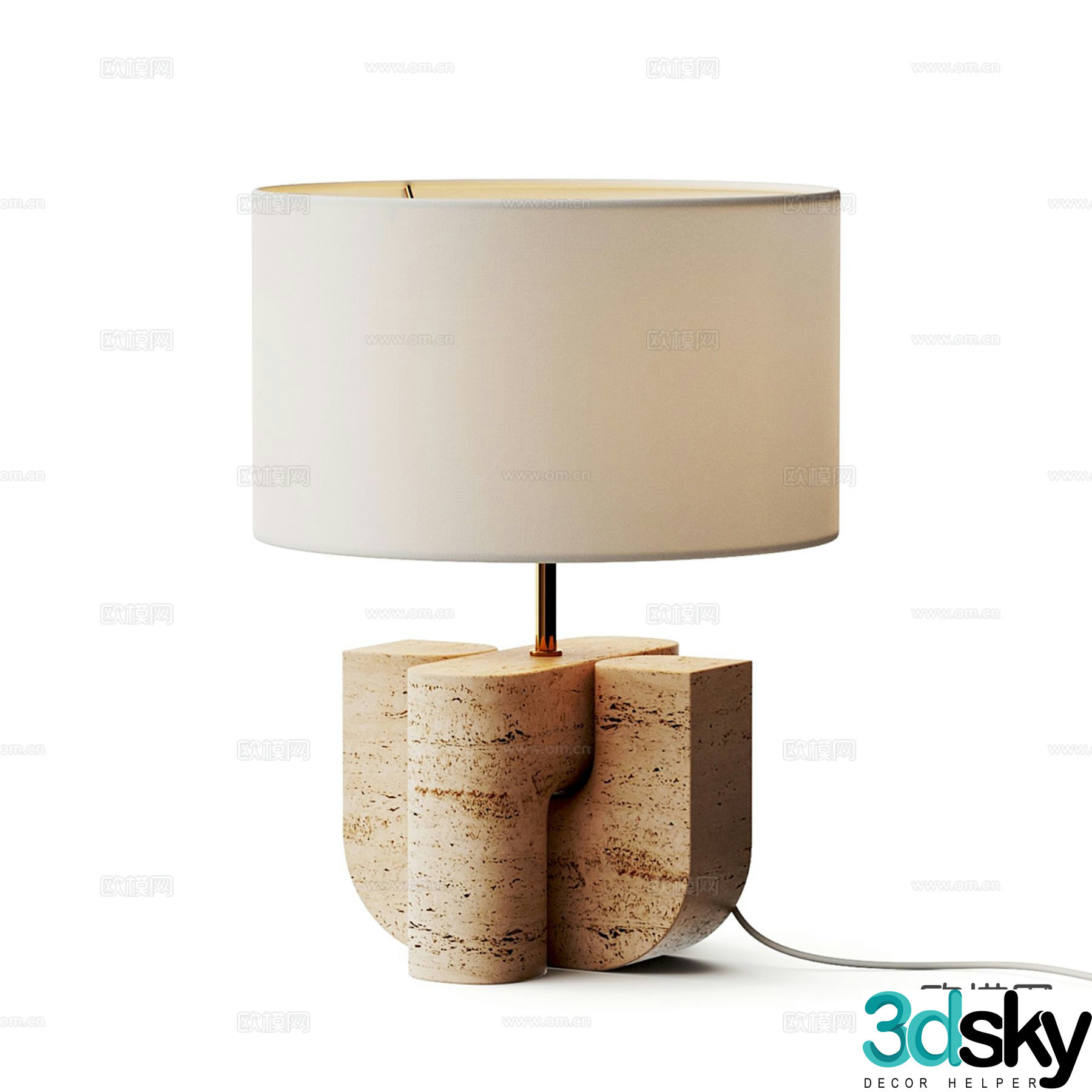 Wabi-sabi desk lamp stone desk lamp 3d model