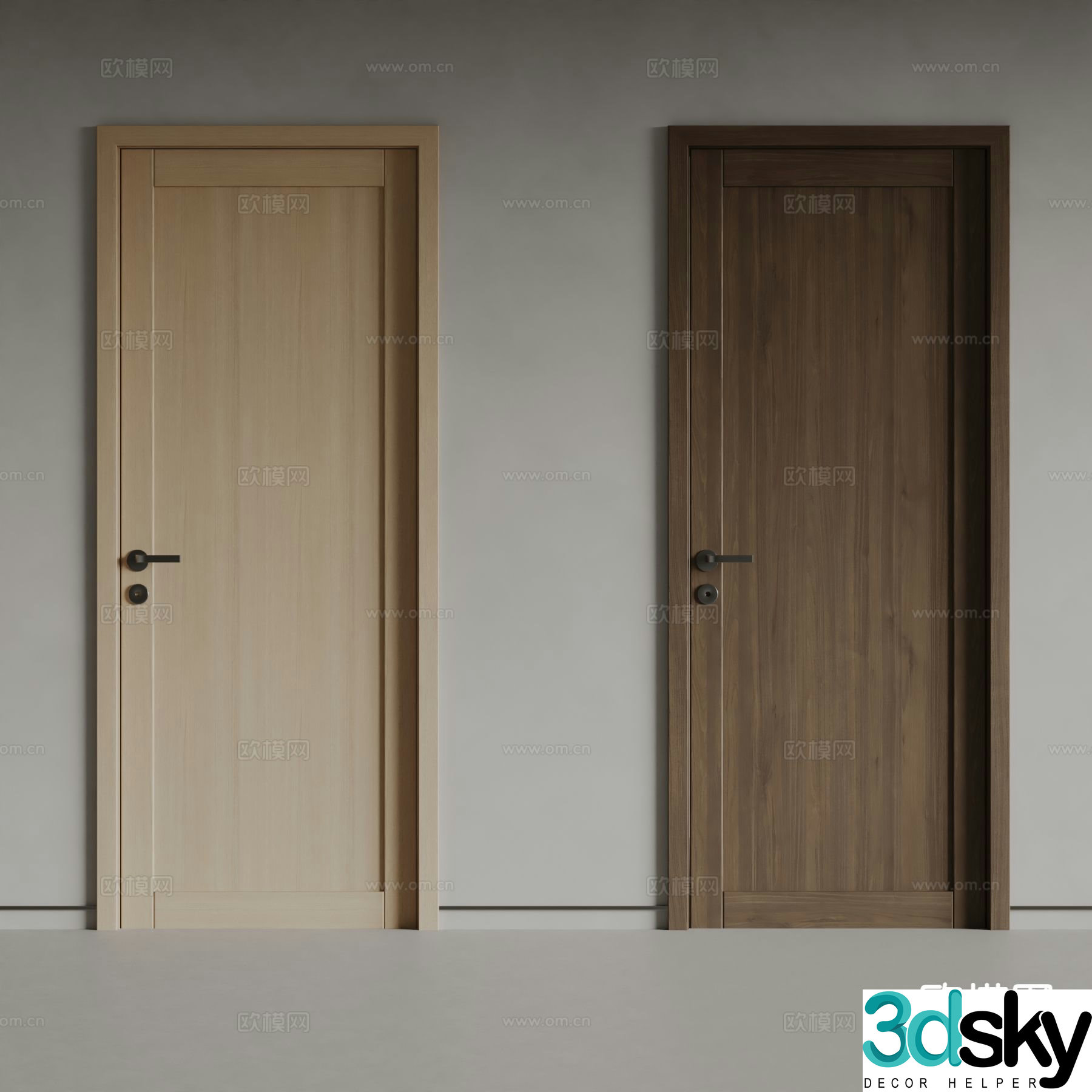 Idea modern solid wood door single door room door 3d model