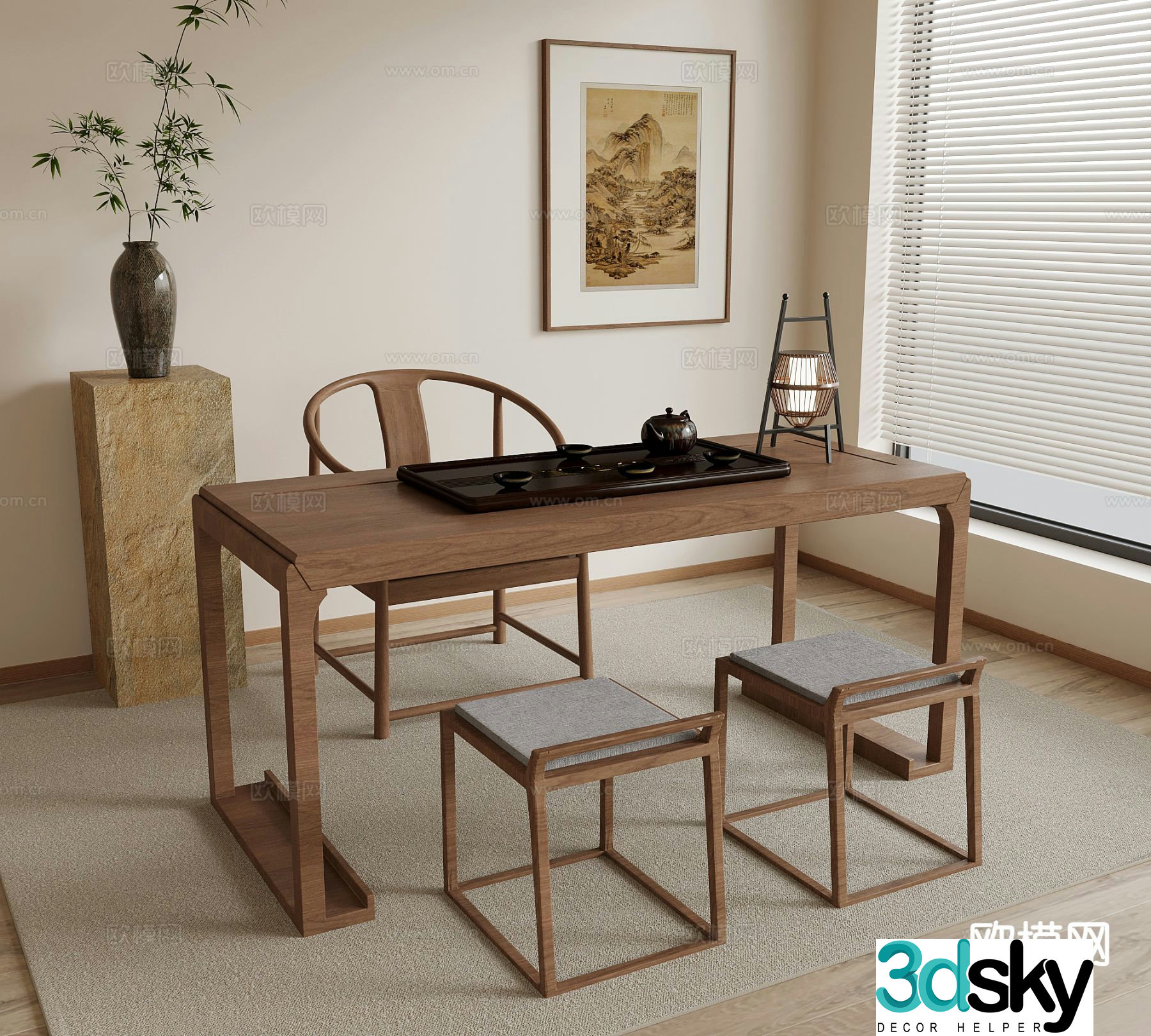 New Chinese style tea table tea table 3d model
