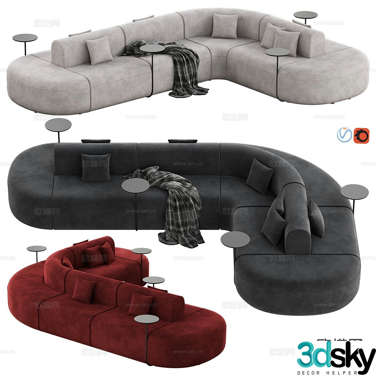 Italian multi-person sofa multi-person sofa corner sofa 3D model