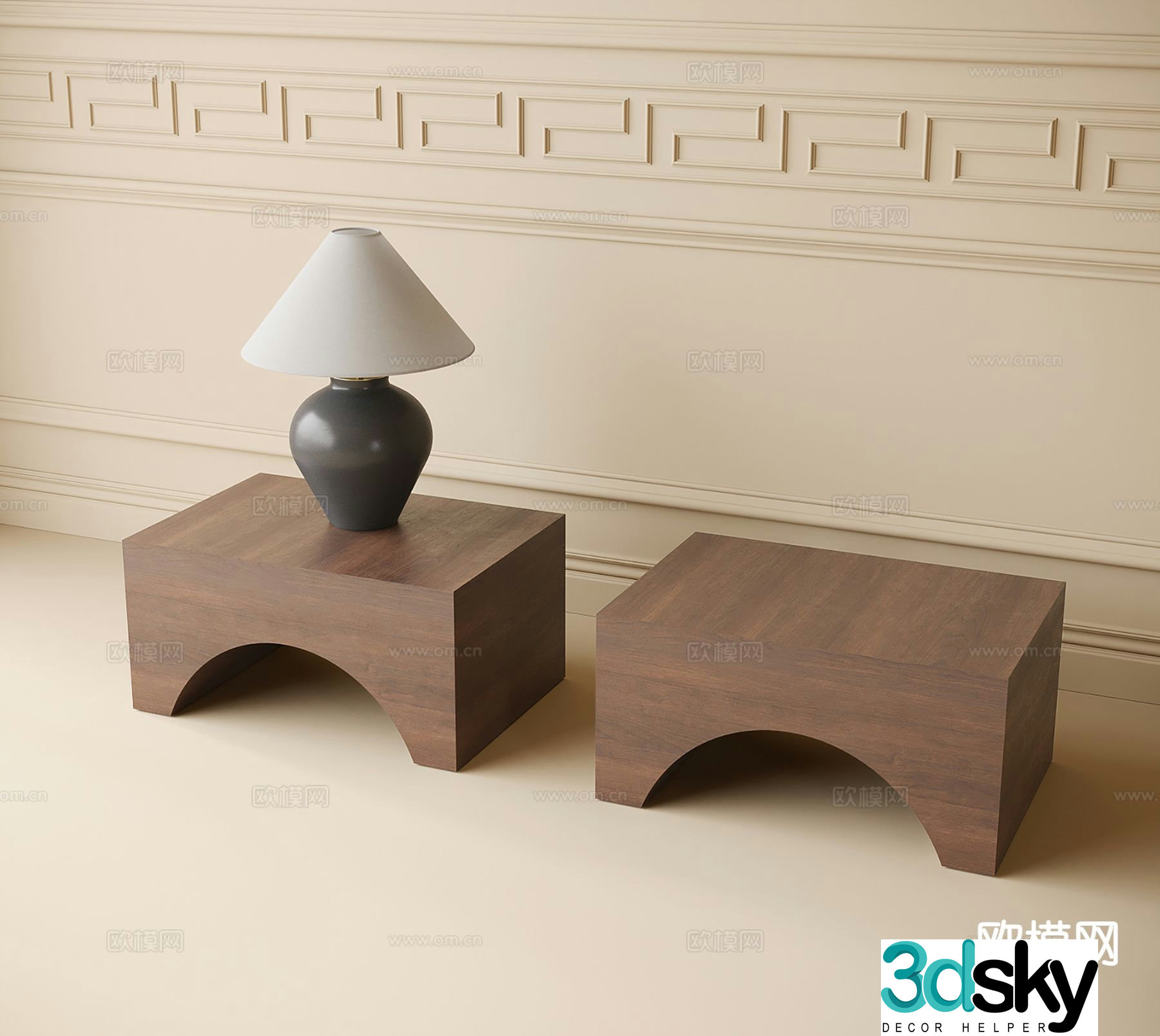 Medieval style bedside table 3d model