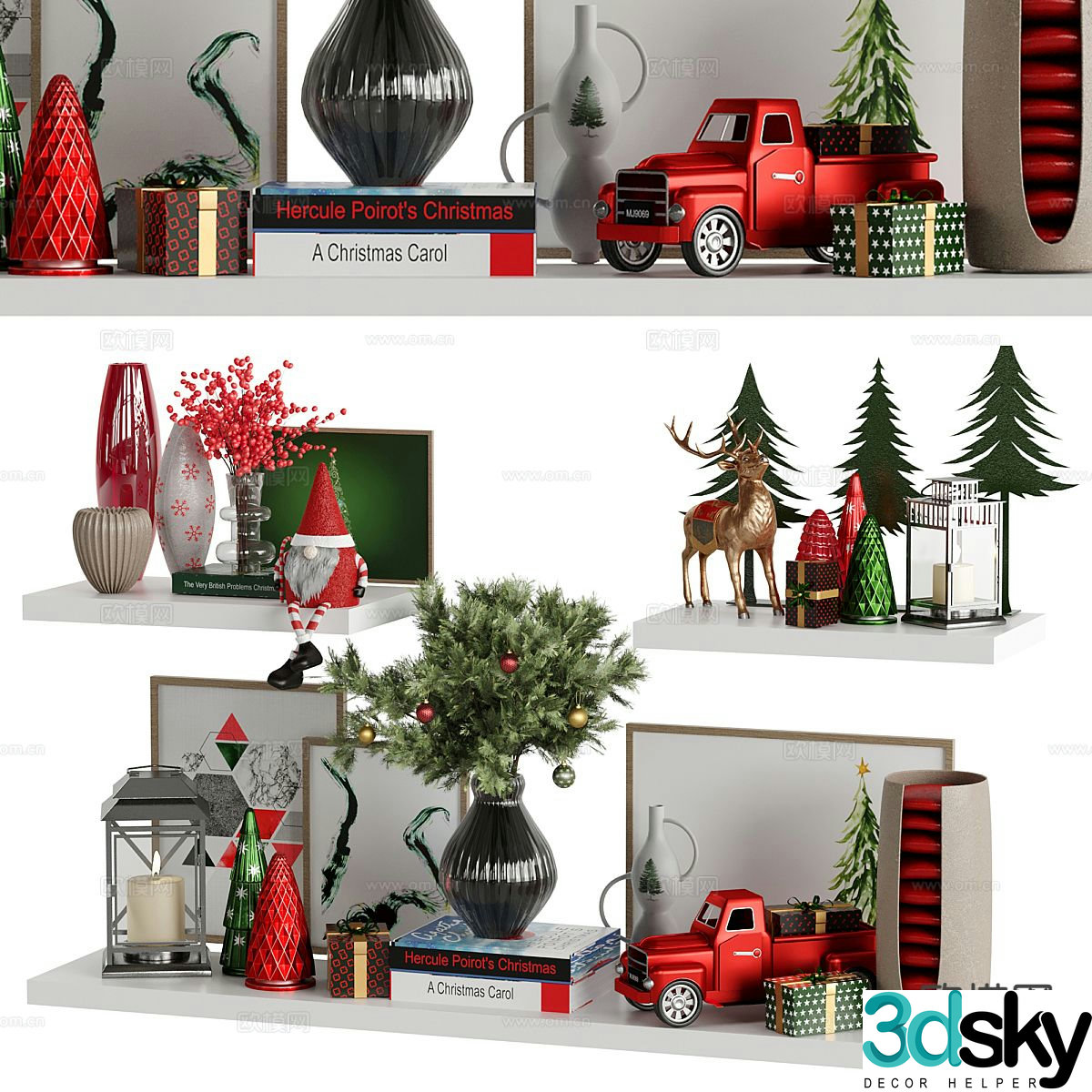 Modern Christmas ornaments vase crafts 3d model