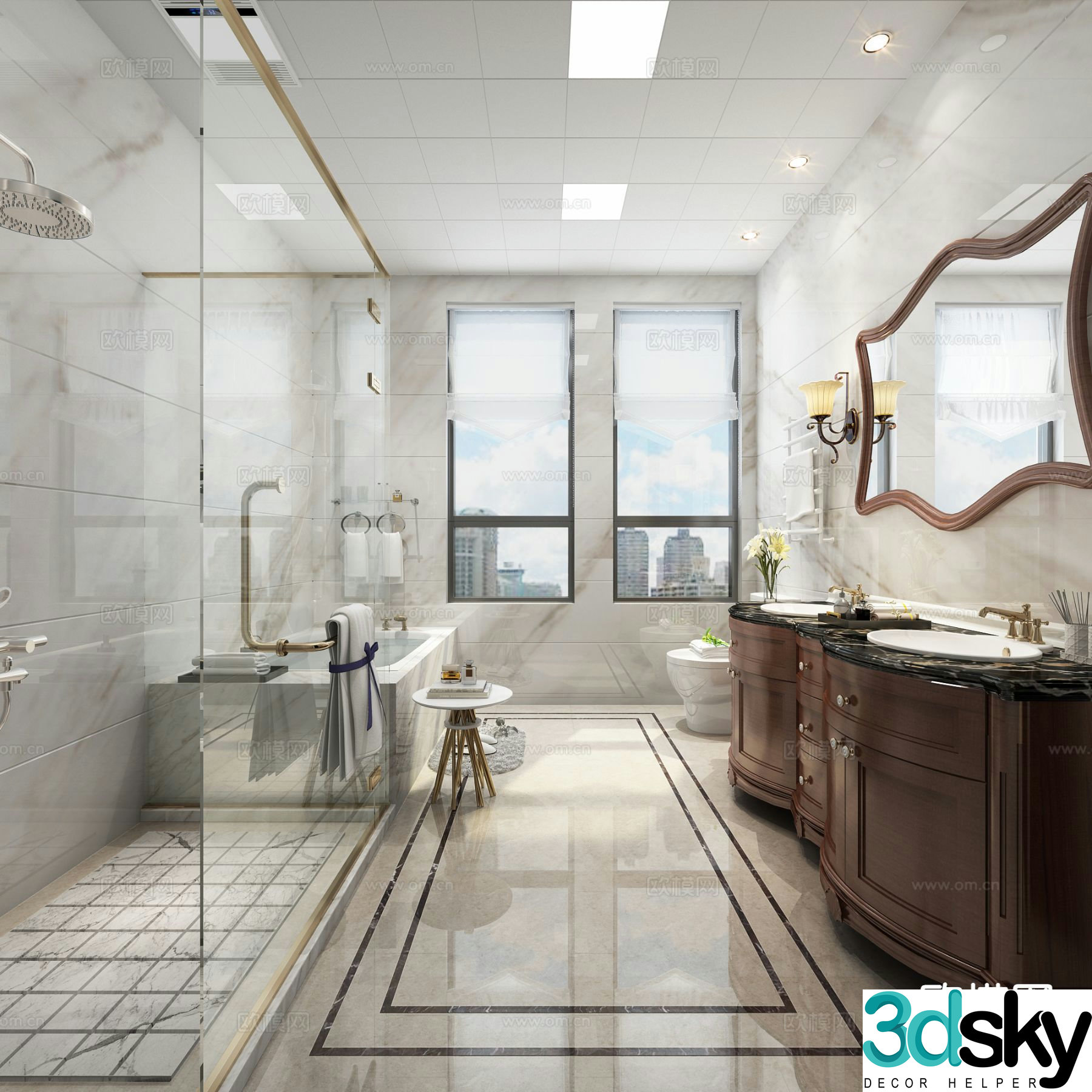 American bathroom bathroom toilet 3d model