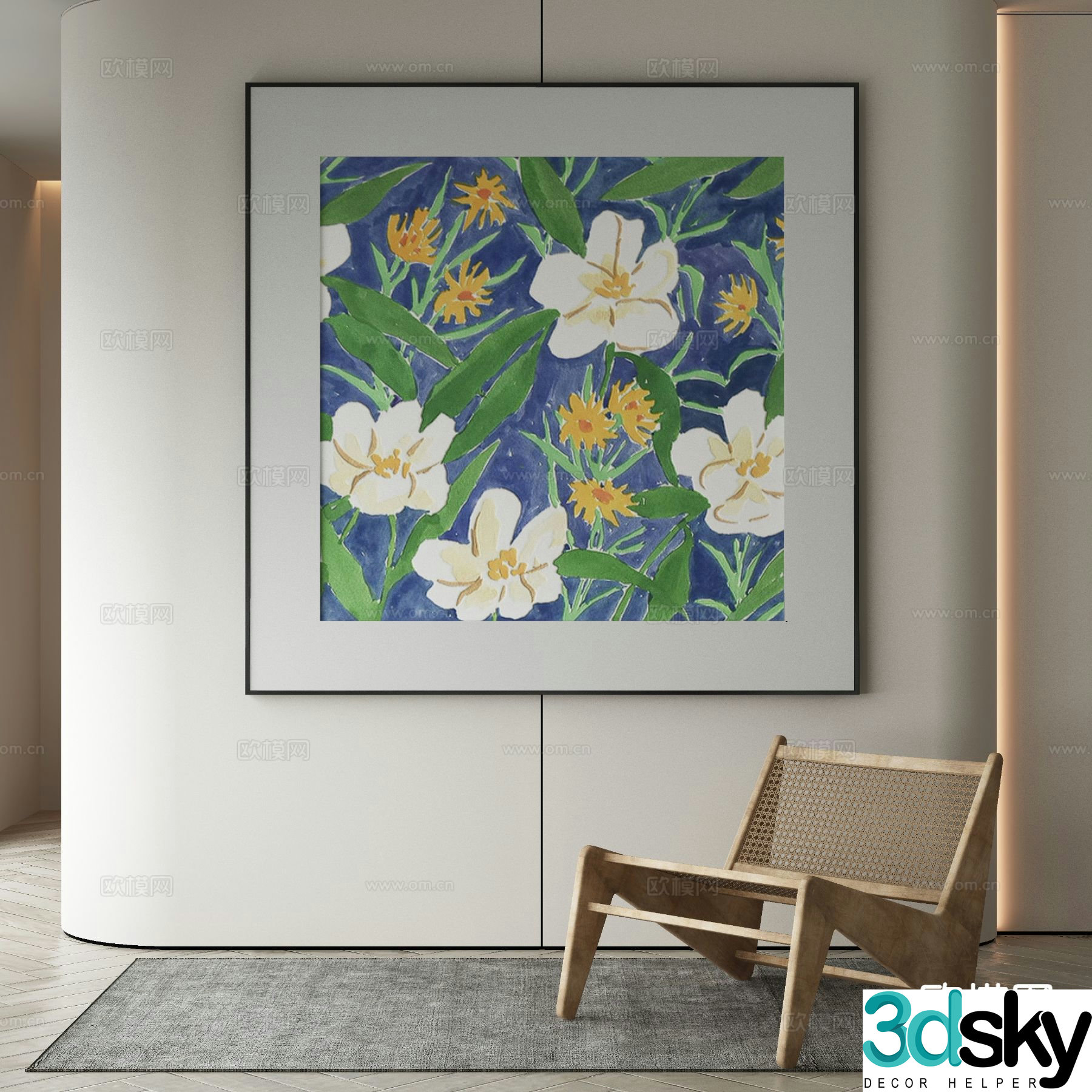 Modern decorative painting flower oil painting 3d model