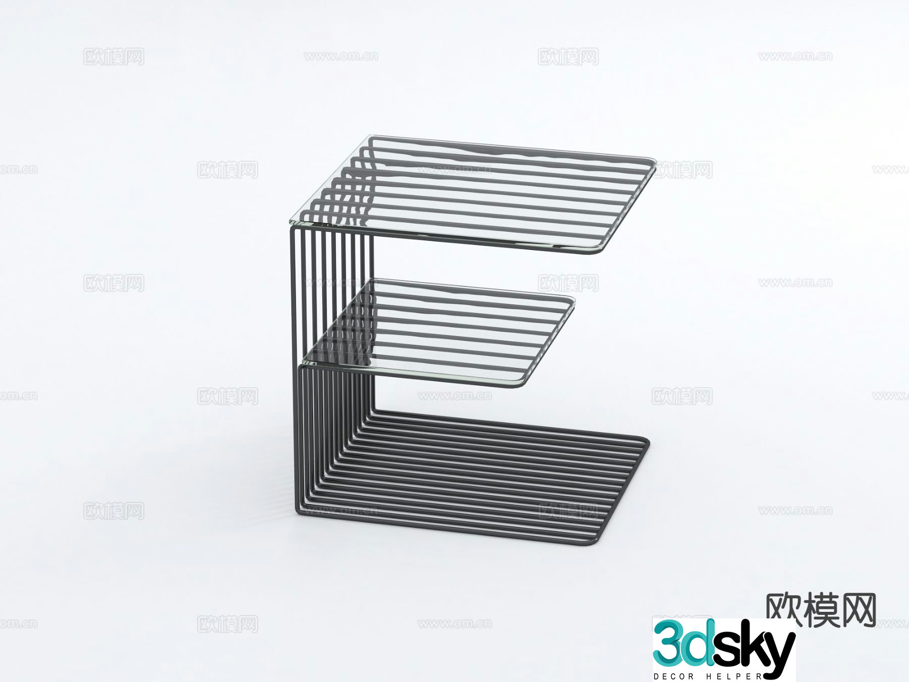 Modern iron frame bedside table 3d model