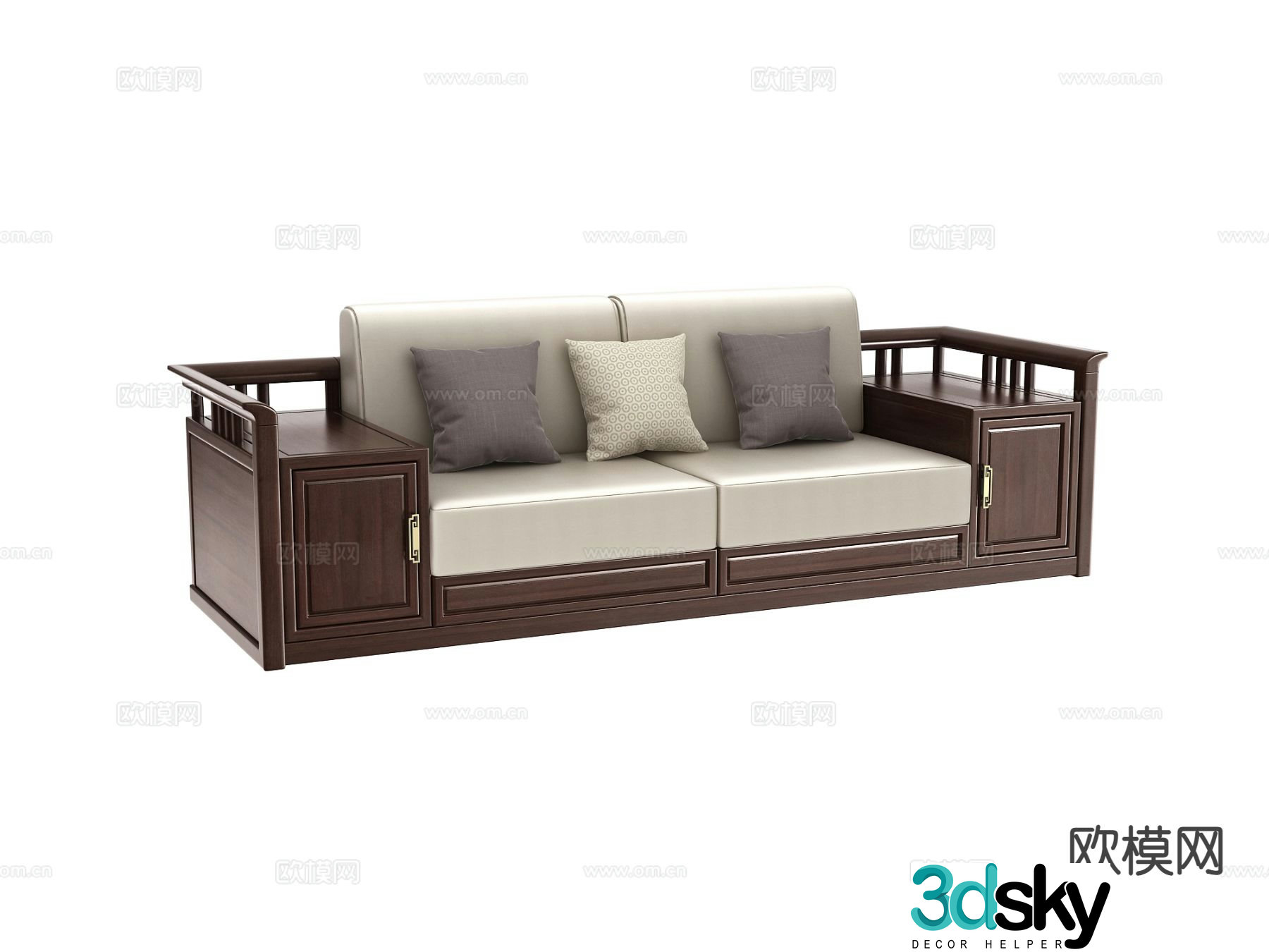 New Chinese style double sofa 3d model
