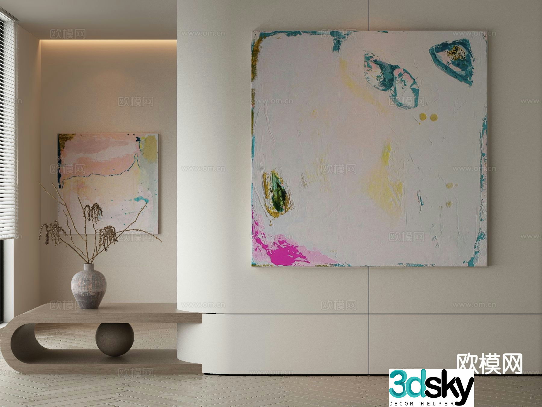 Modern decorative painting abstract painting 3d model