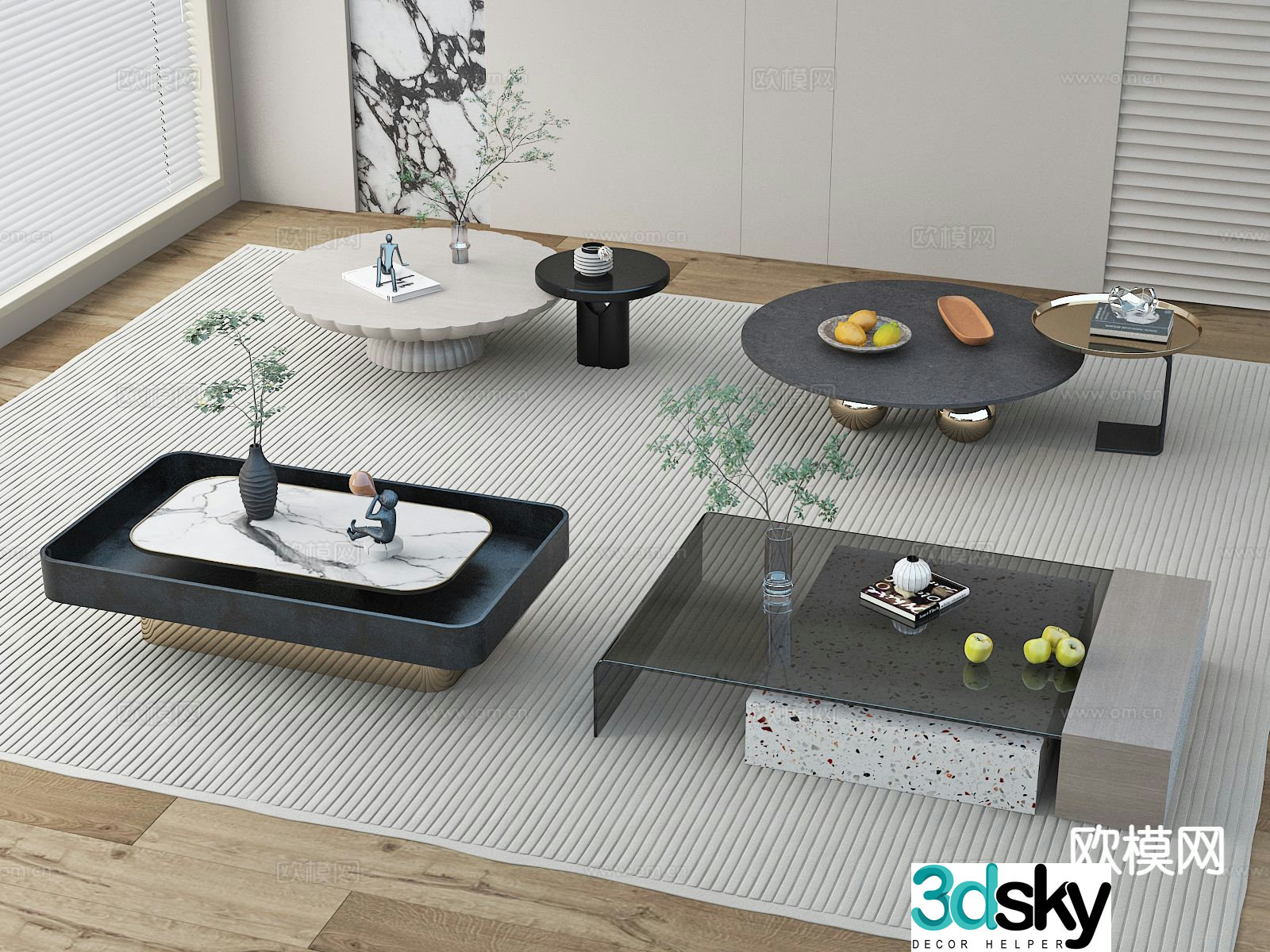 Modern double coffee table 3d model