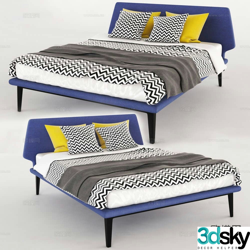 Modern double bed 3d model