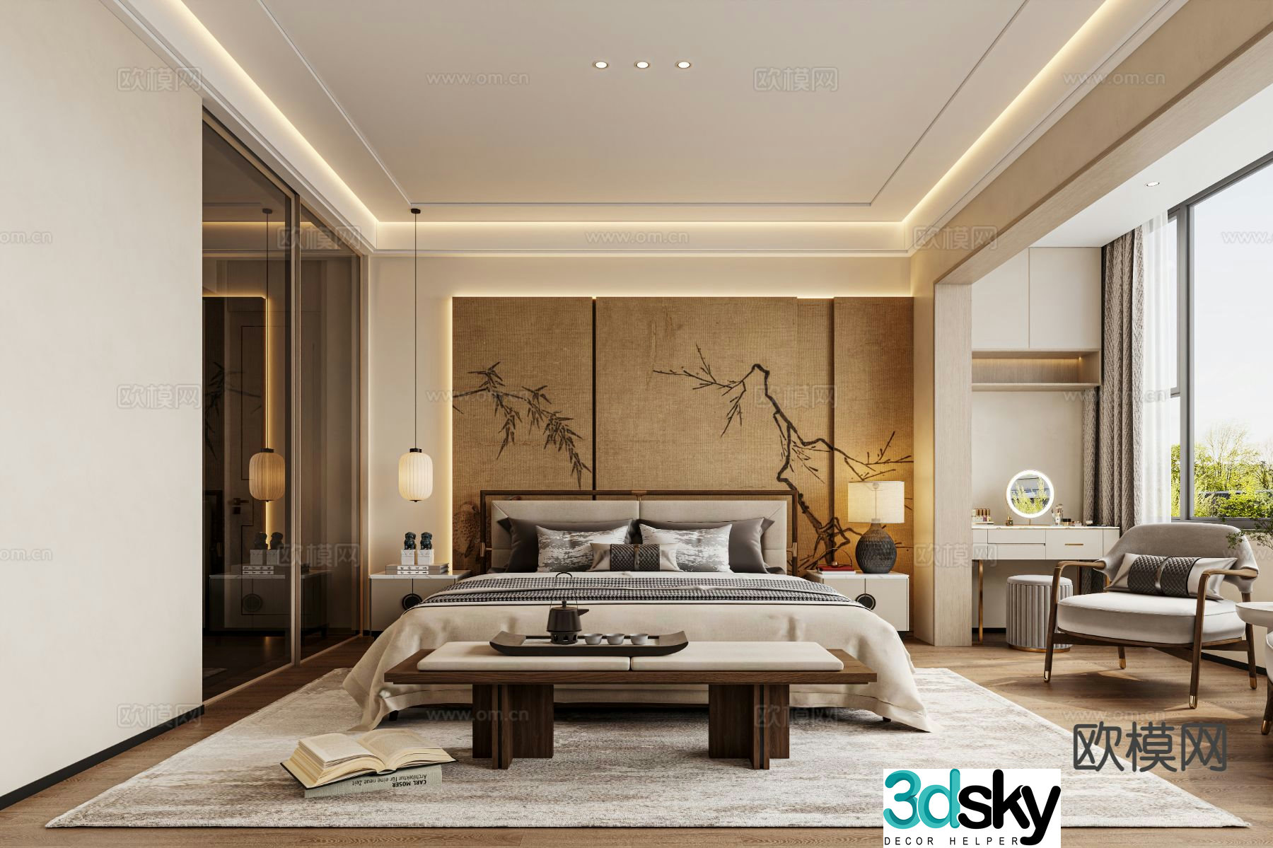 New Chinese style bedroom master bedroom 3d model