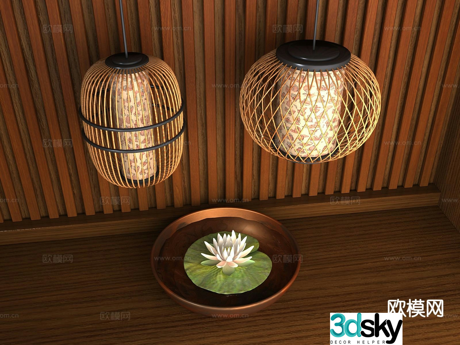 New Chinese style chandelier lantern chandelier 3d model
