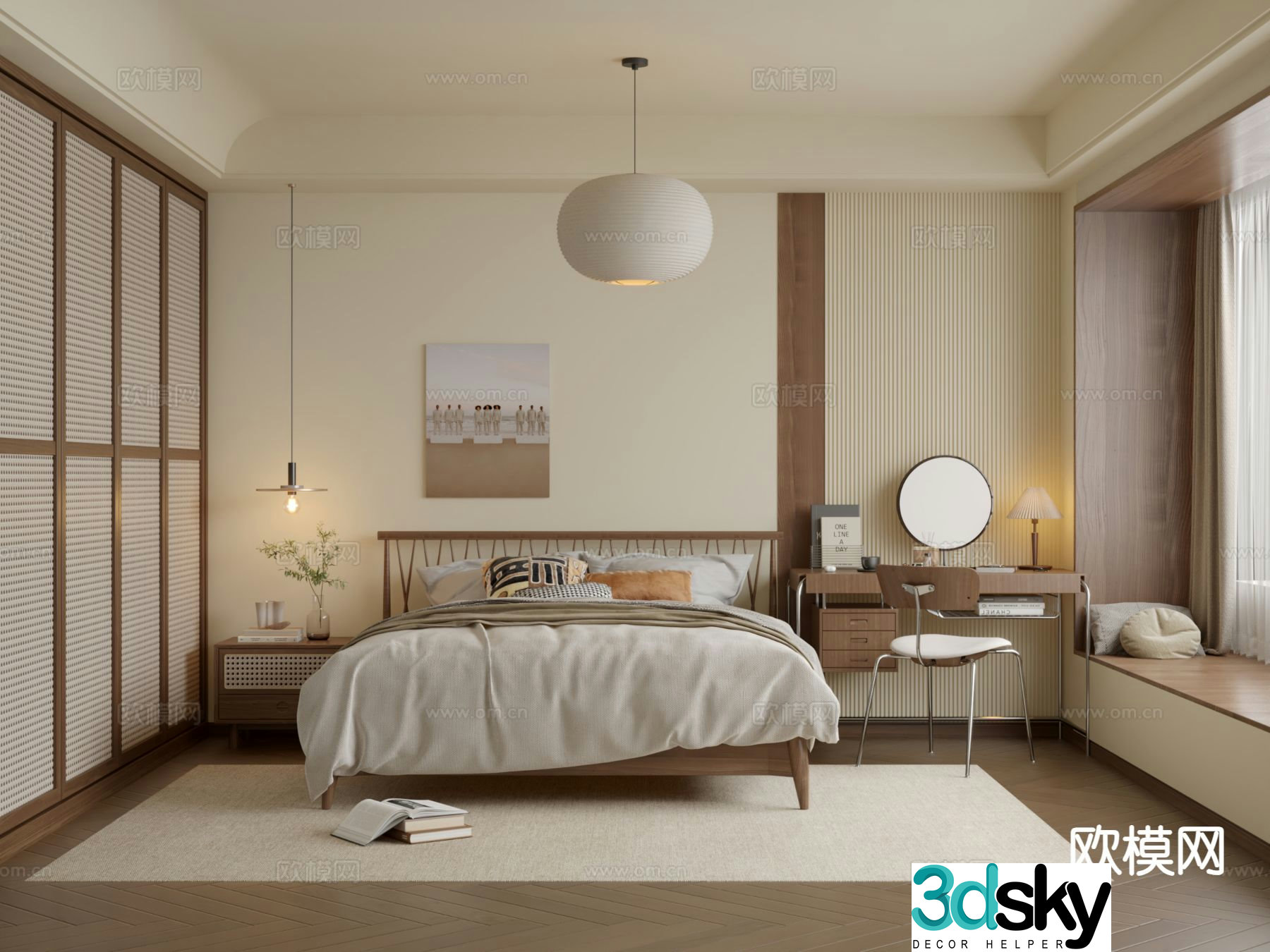 Wabi-sabi style bedroom master bedroom 3d model
